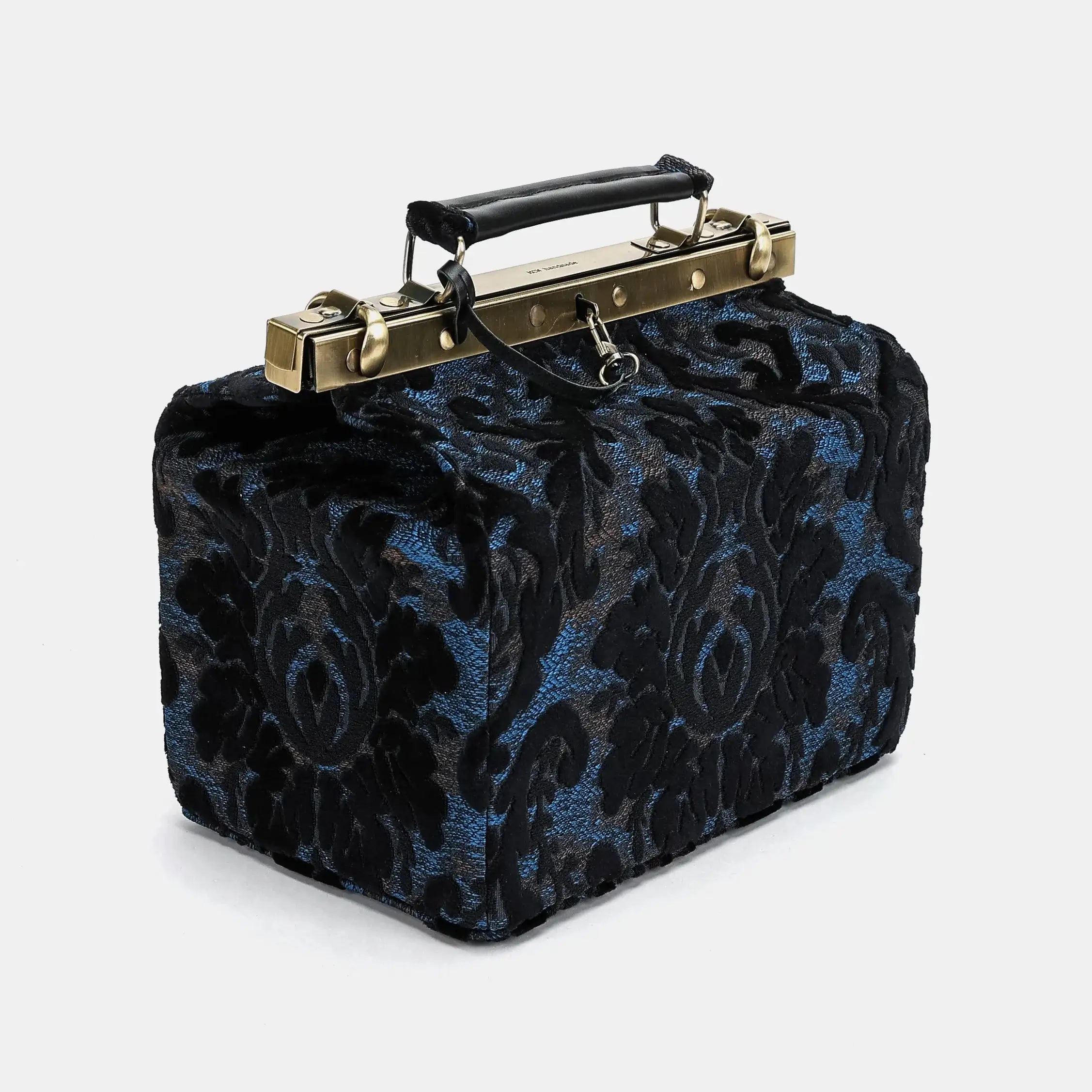 Burnout Velvet Black Vivienne Carpet Purse Gladstone Bag of America side