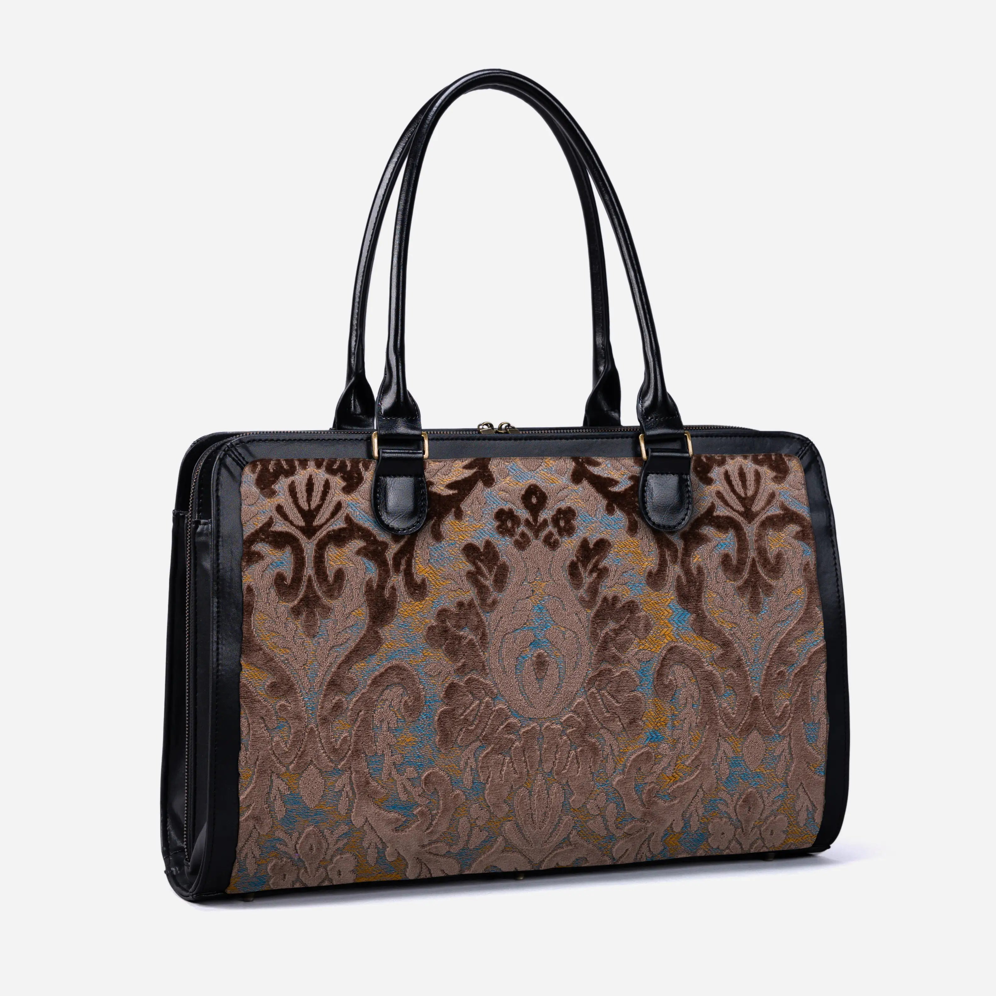 Burnout Velvet Camel Business Tote of America side front