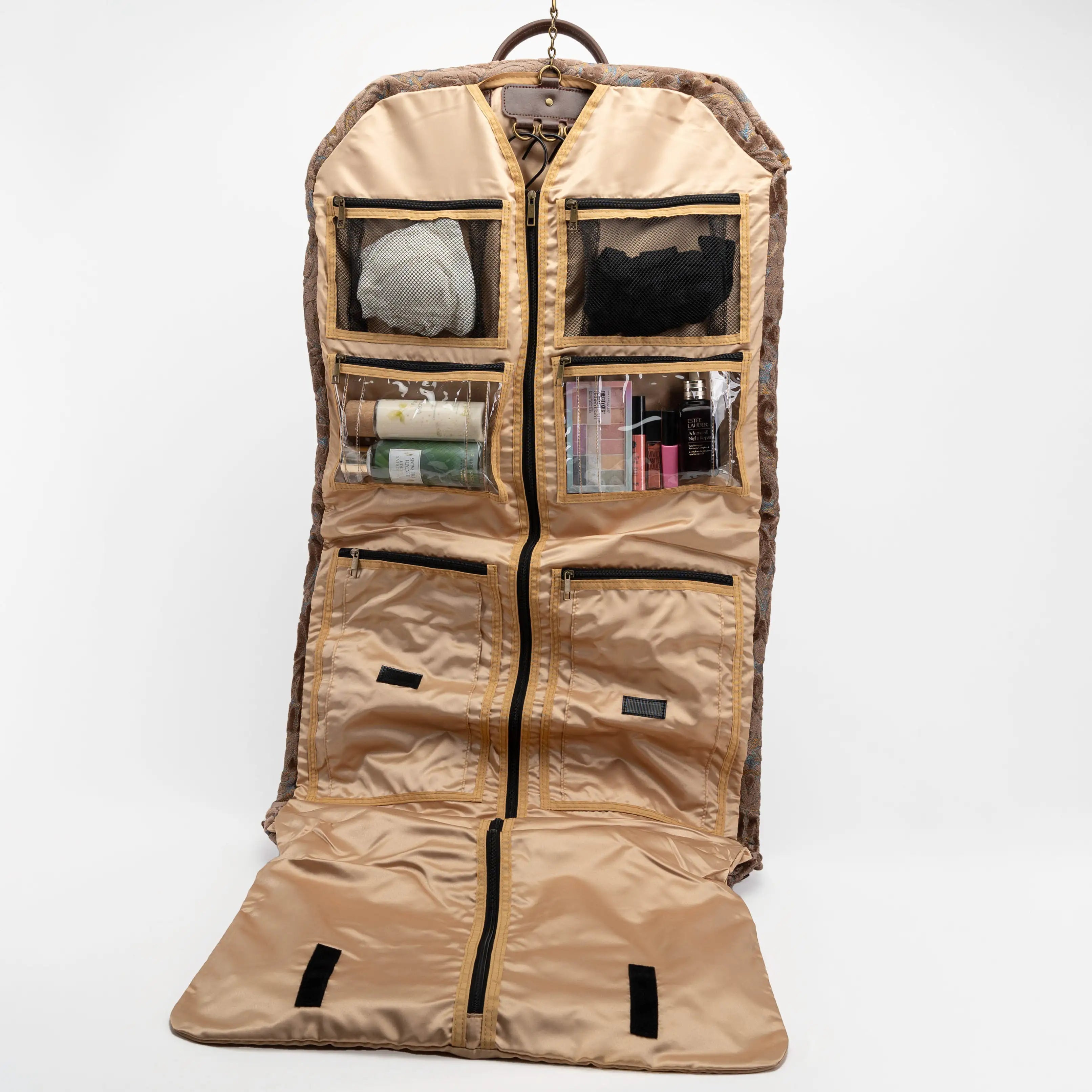 Burnout Velvet Camel Carpet Garment Bag Carpetbag of America OVERALL