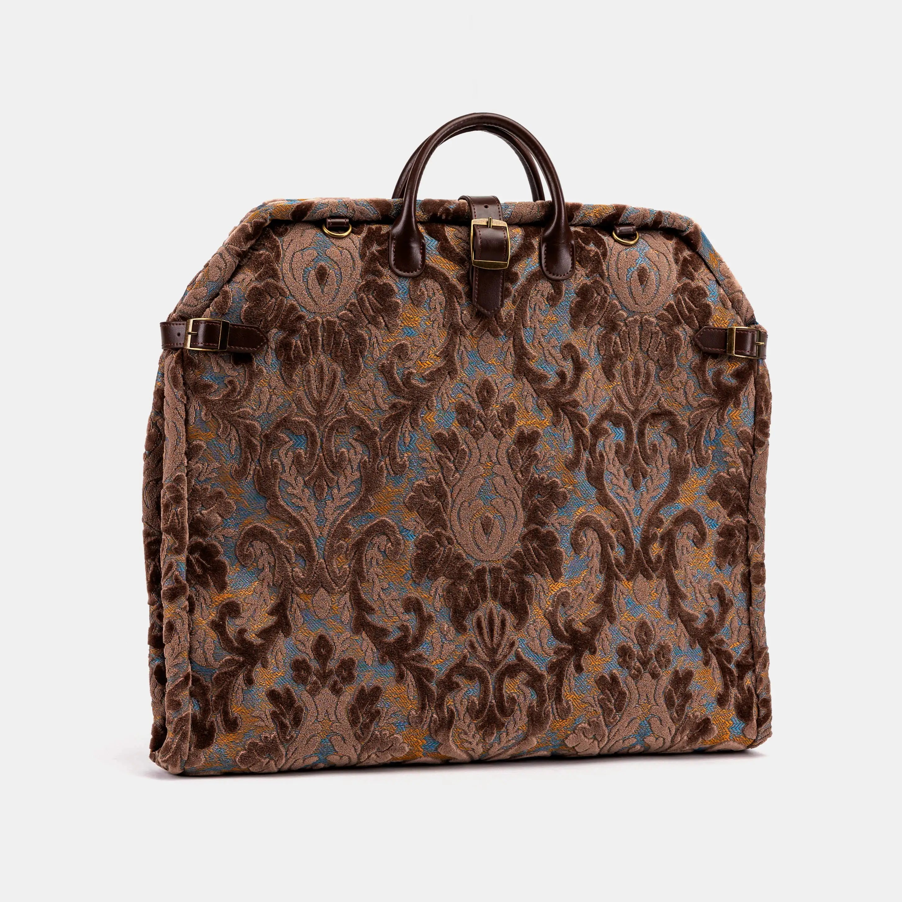 Burnout Velvet Camel Carpet Garment Bag Carpetbag of America front side