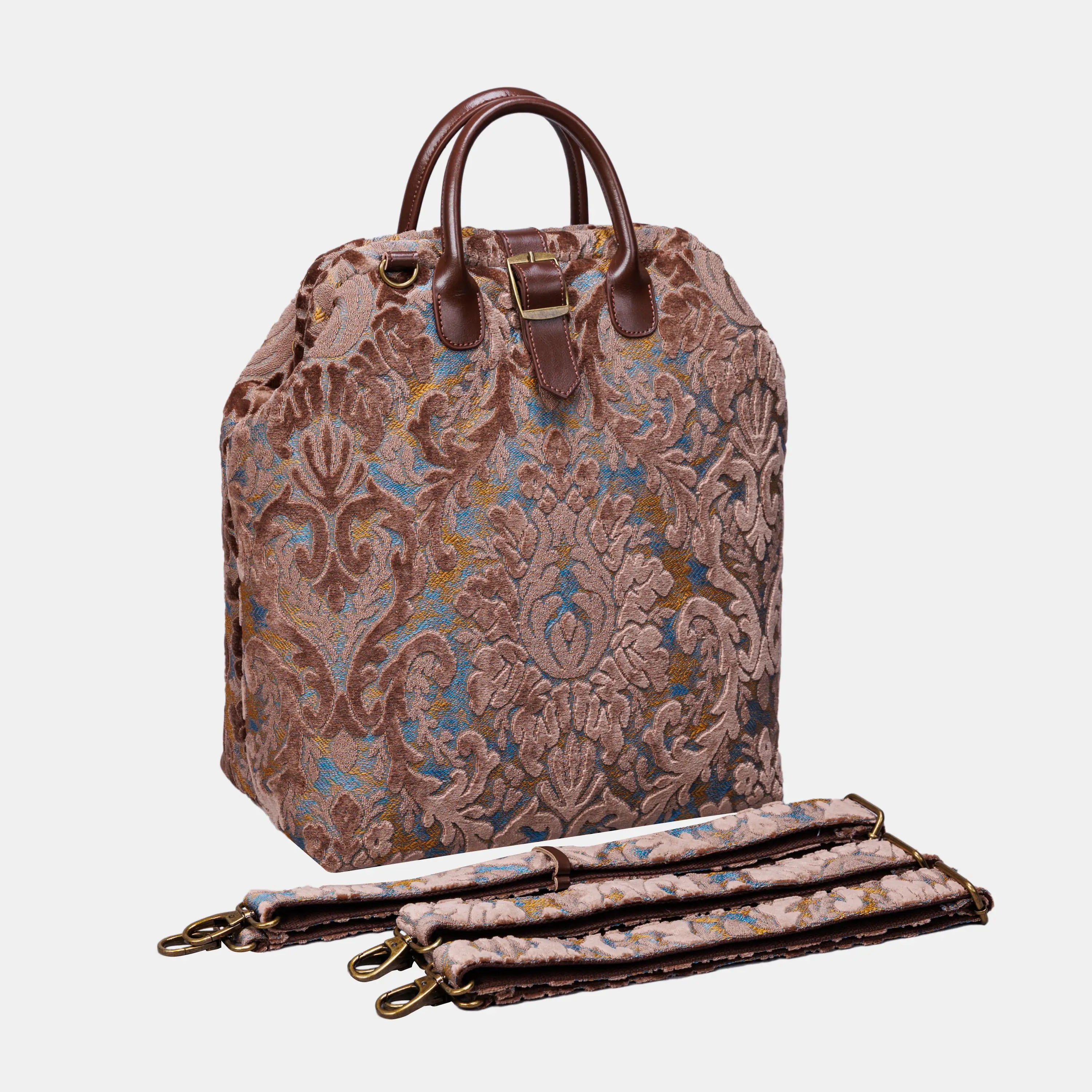 Burnout Velvet Camel Carpet Laptop Backpack Carpetbag of America with shoulder straps