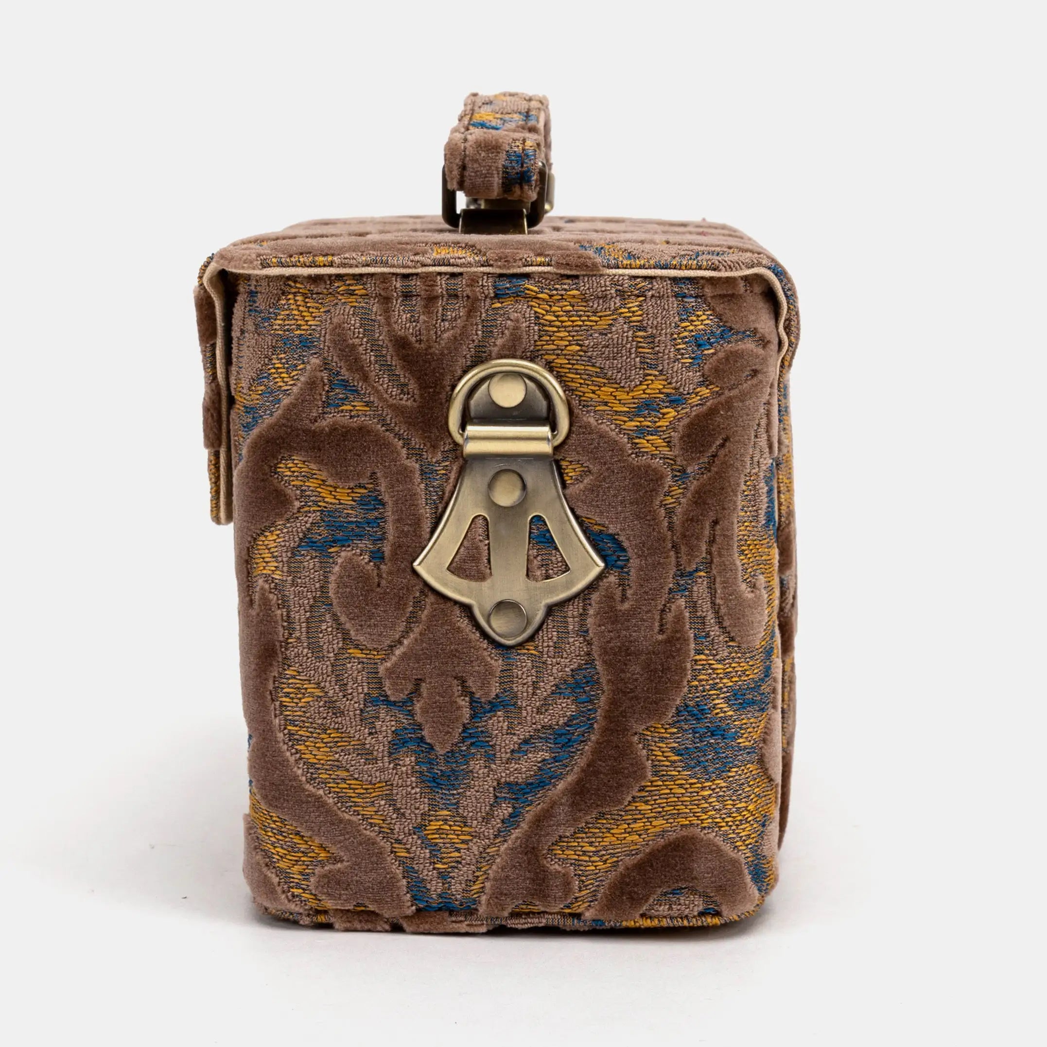 Burnout Velvet Camel Clara Medium Train Case Purse  of America side