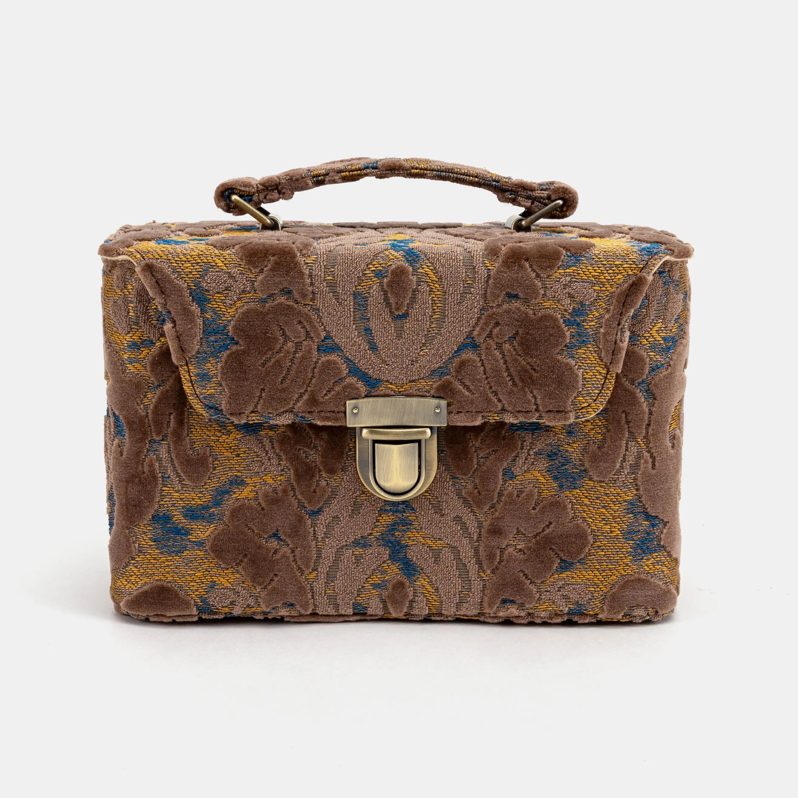 Burnout Velvet Camel Clara Medium Train Case Purse of America  front