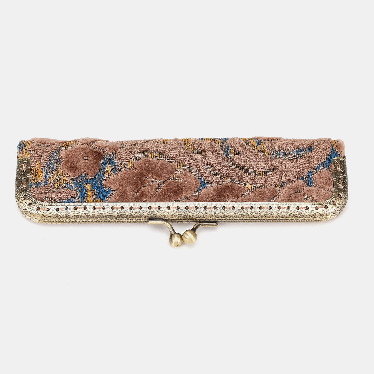 Burnout velvet Camel Duo Pen Case Carpetbag of America front