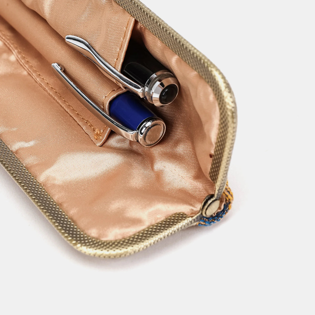 Burnout velvet Camel Duo Pen Case Carpetbag of America detail