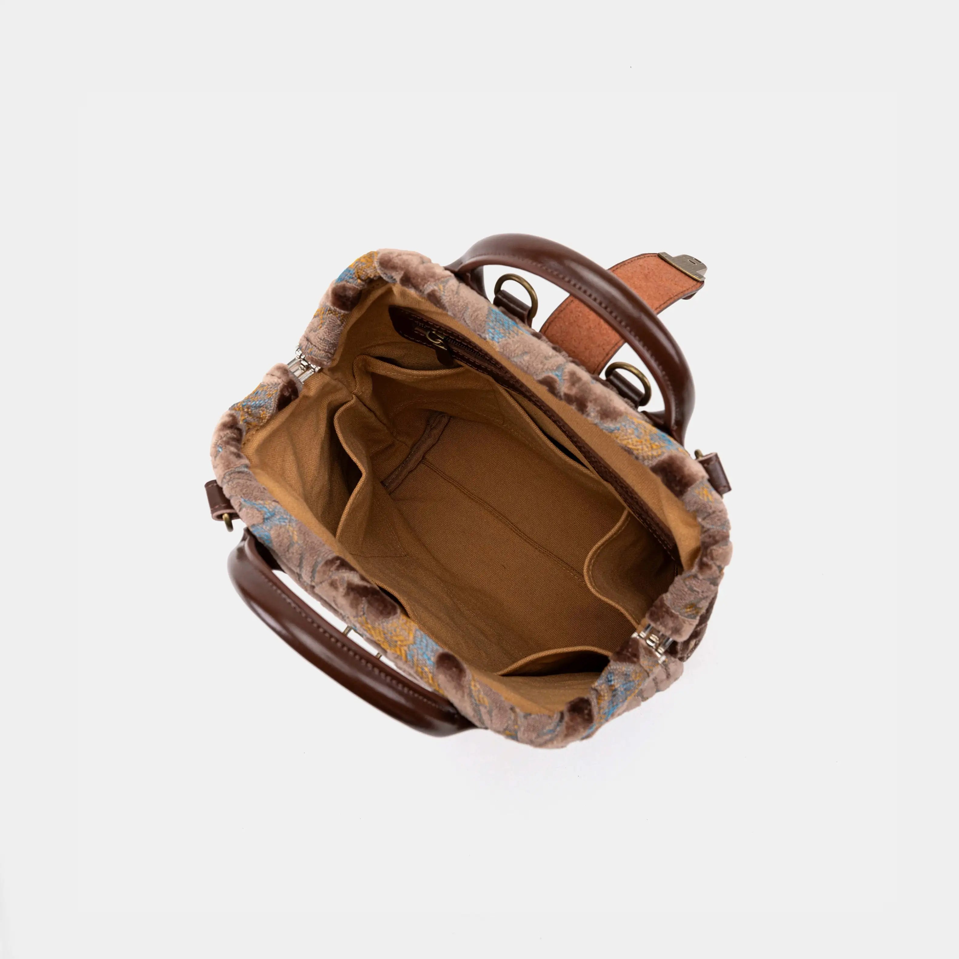 Burnout Velvet Camel Everyday Backpack of America inside