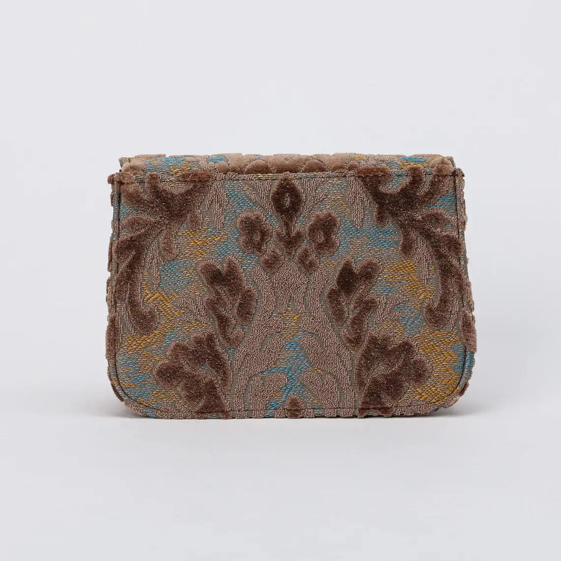 Burnout Velvet Camel Flap Crossbody Bag carpet bag of America back
