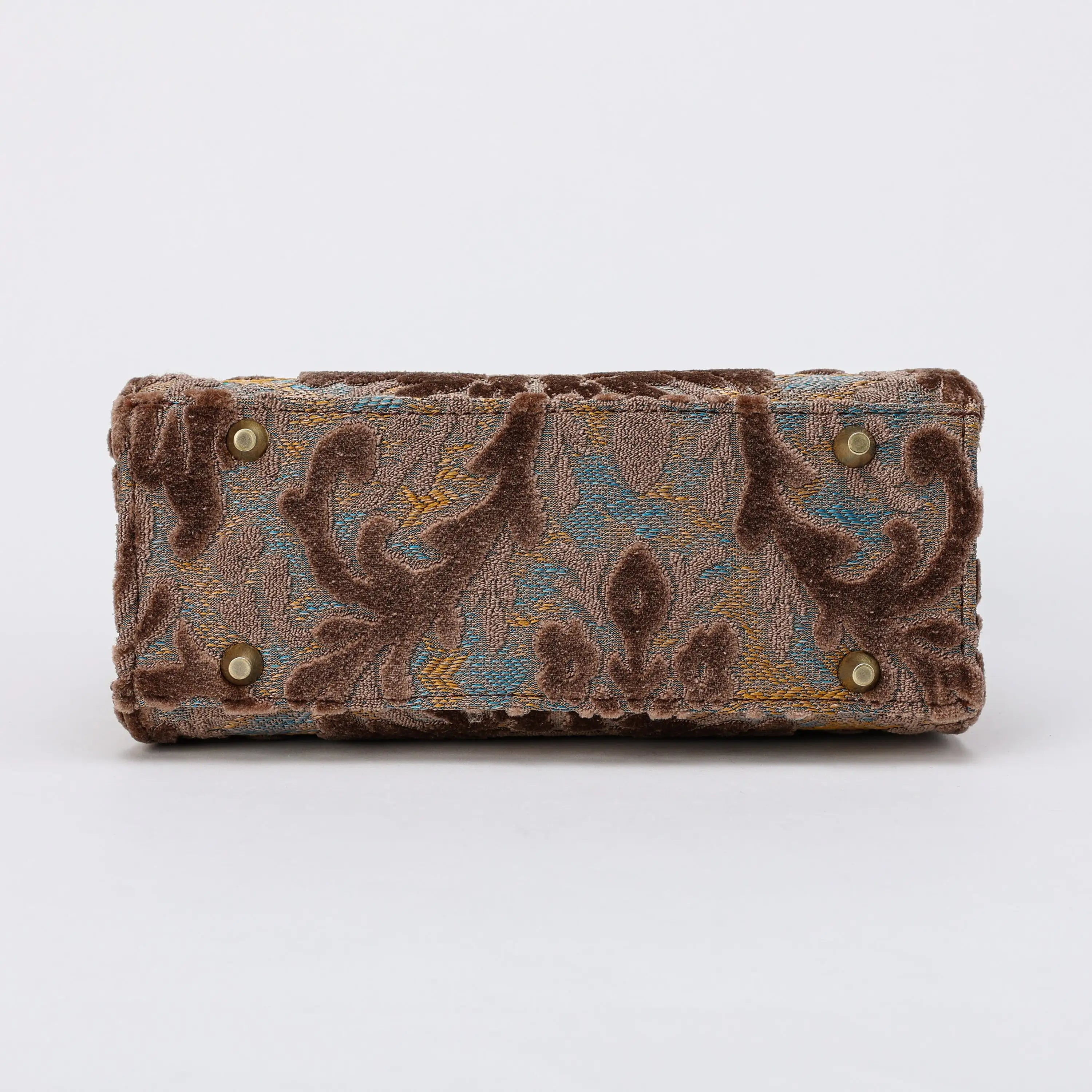 Burnout Velvet Camel Flap Satchel Carpetbag of America bottom