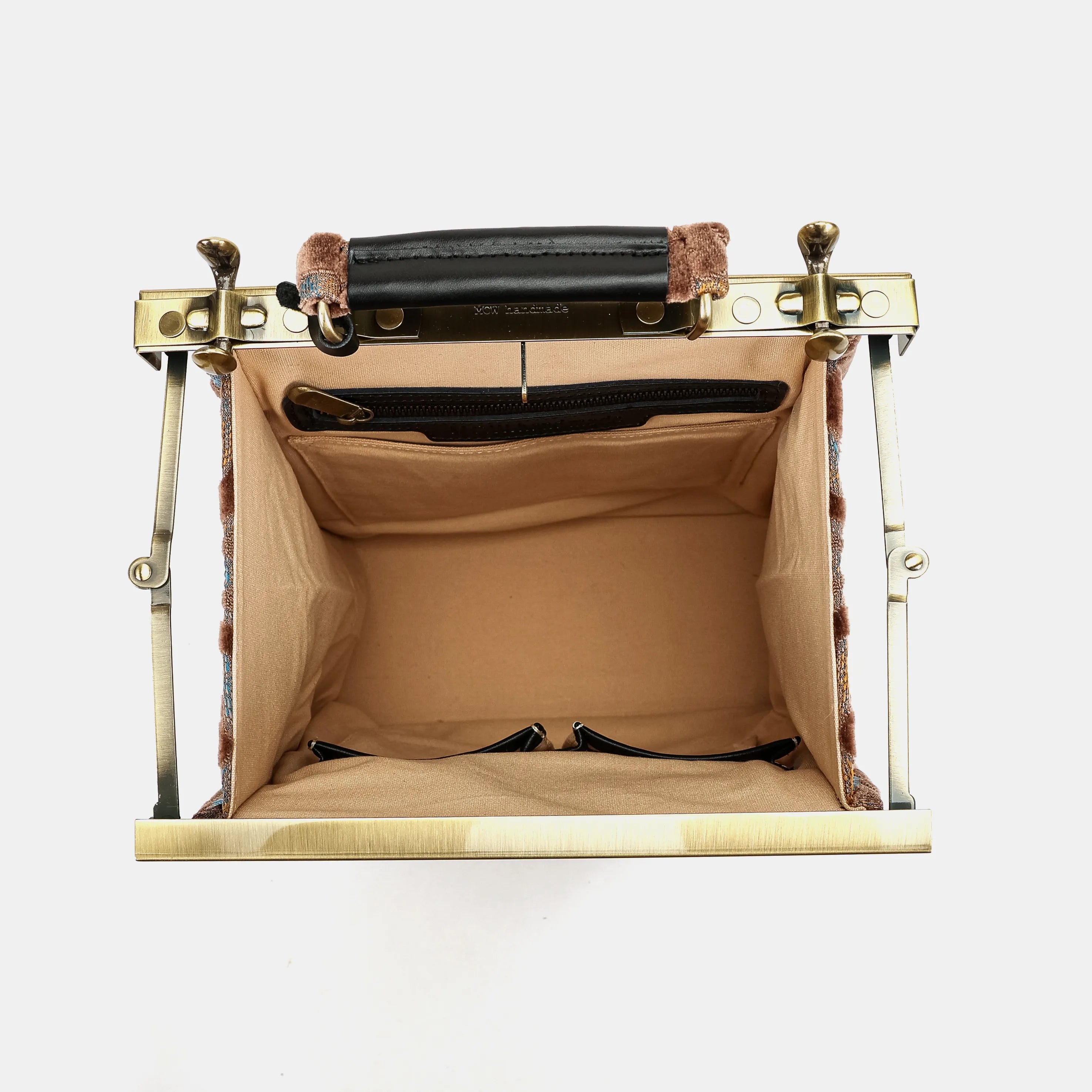 Burnout Velvet Camel Helena Carpet Gladstone Backpack of America inside