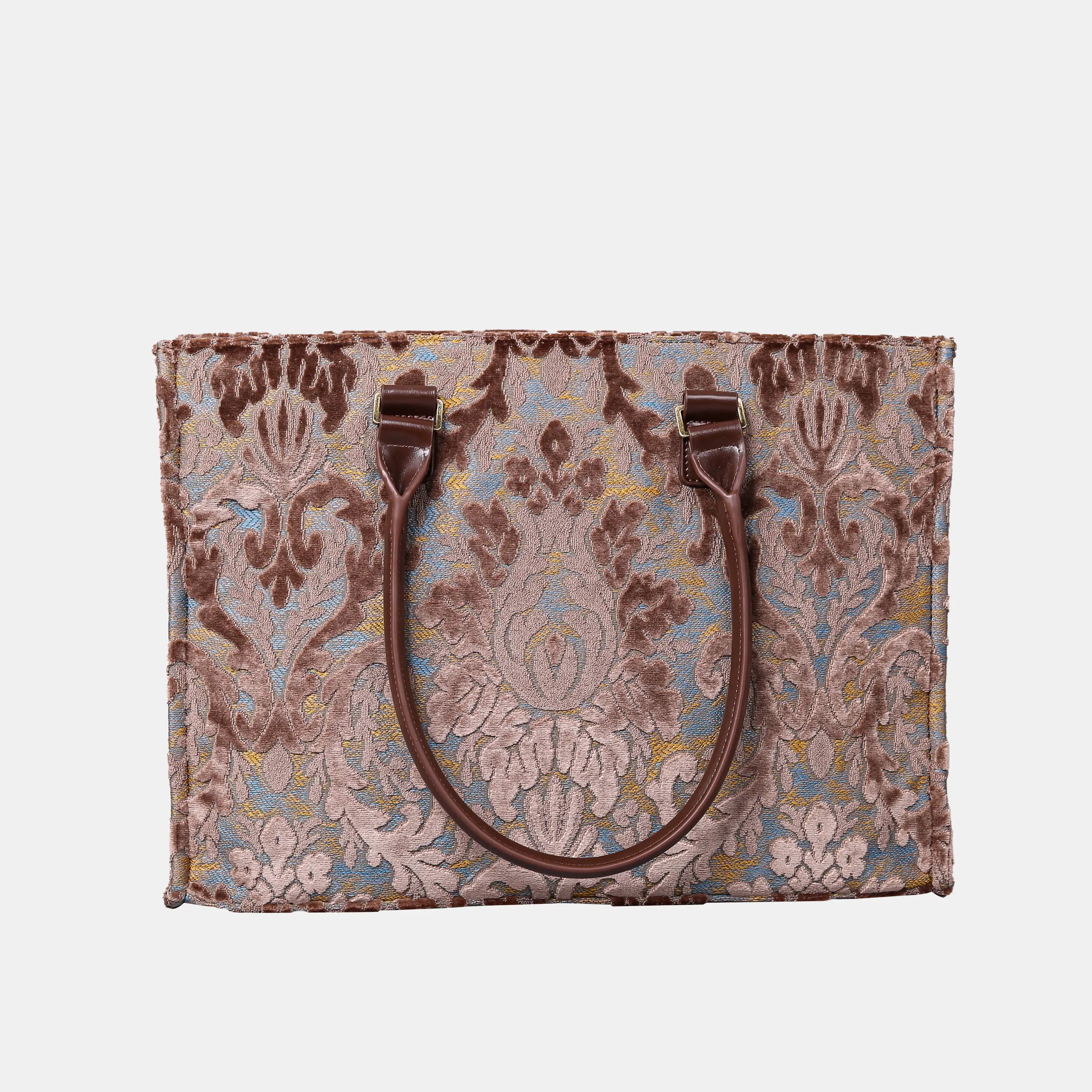 Burnout Velvet Camel Laptop Work Tote  of America handle