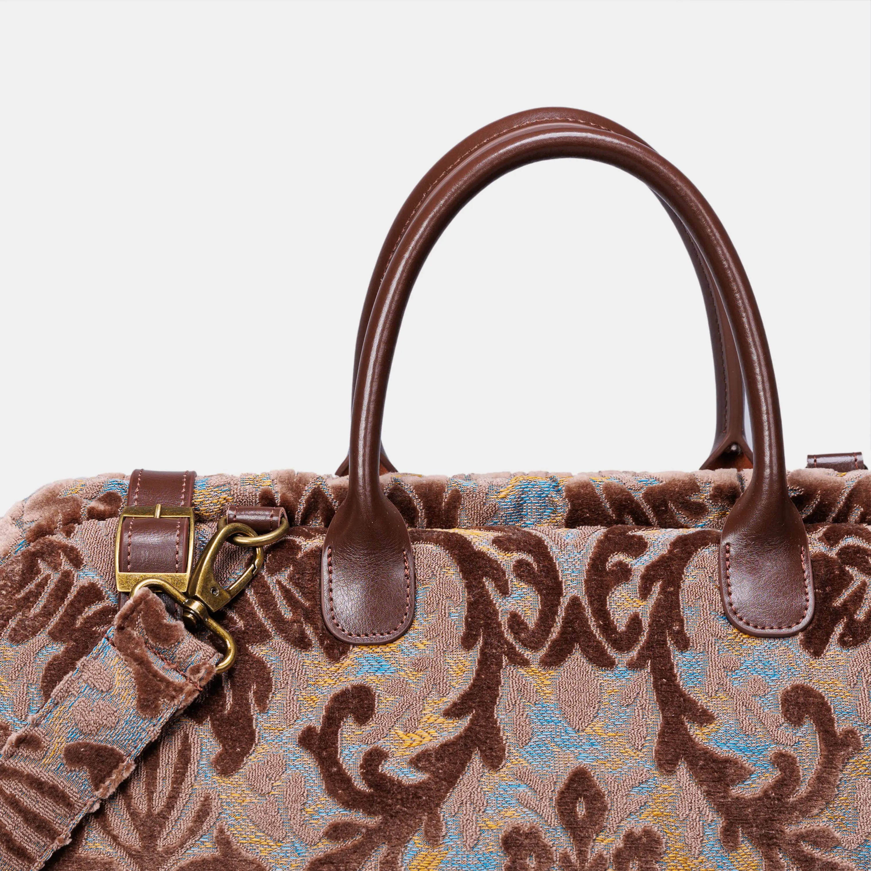Burnout Velvet Camel Large Carpetbag   of America handle