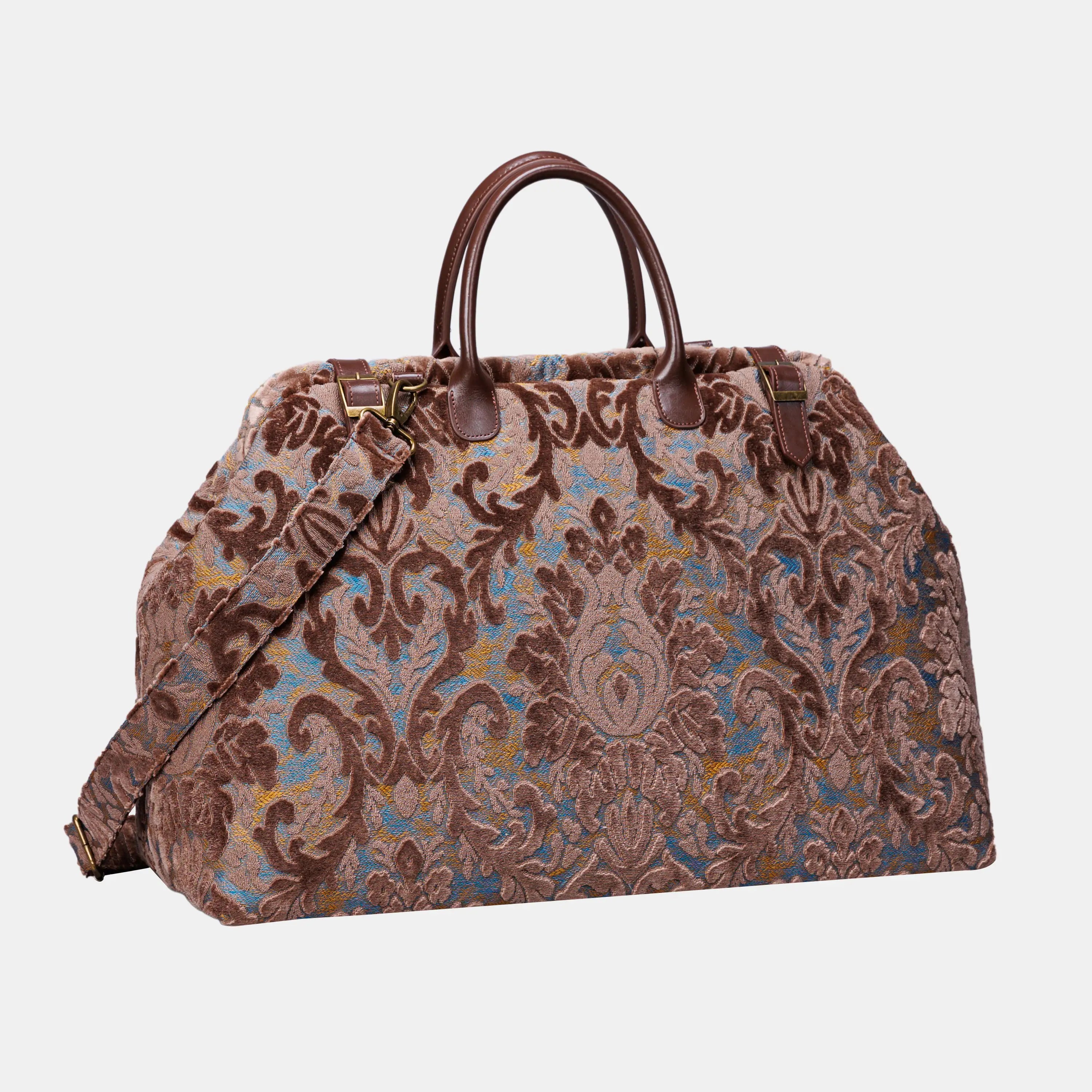 Burnout Velvet Camel Large Carpetbag   of America Front side