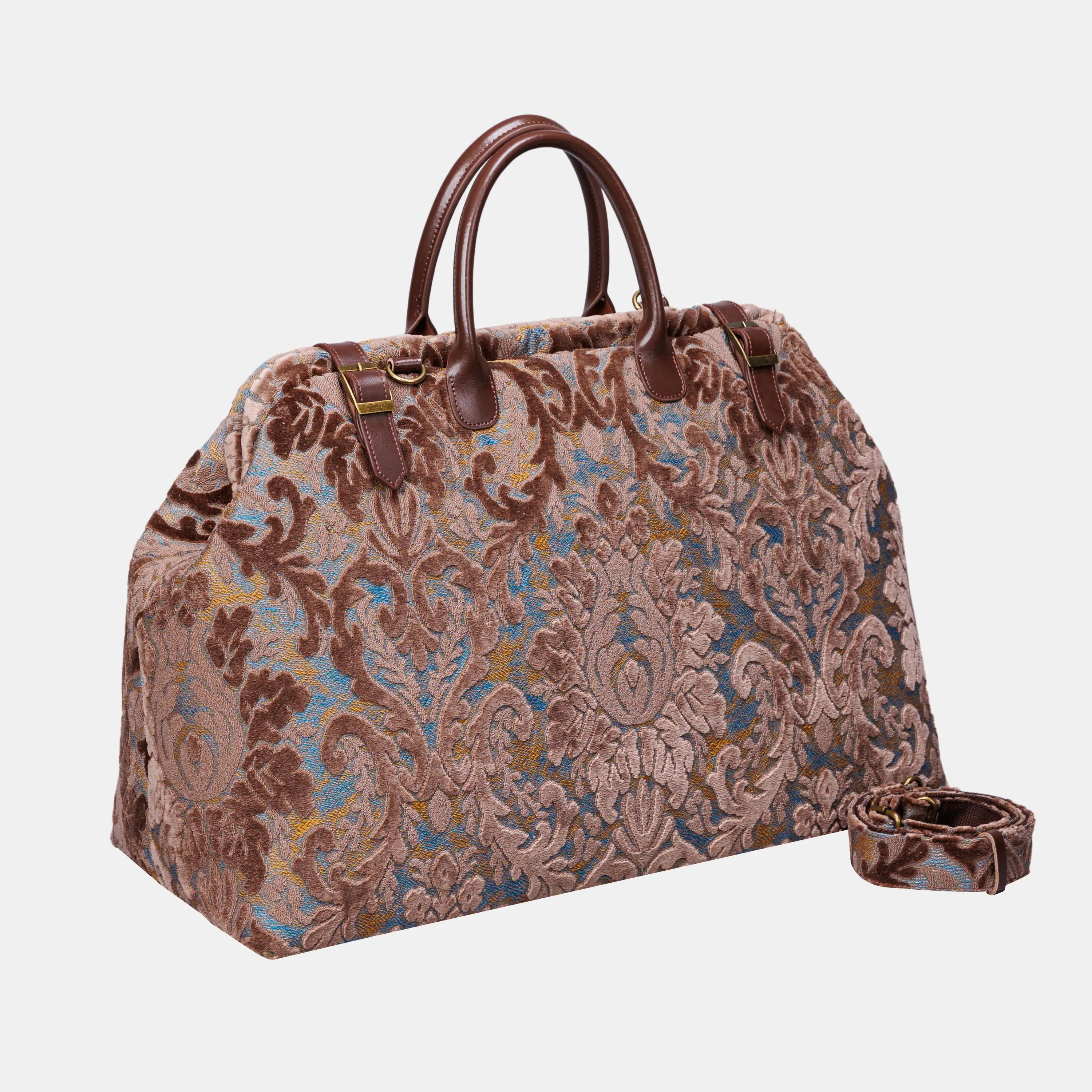 Burnout Velvet Camel Large Carpetbag   of America with shoulder strap