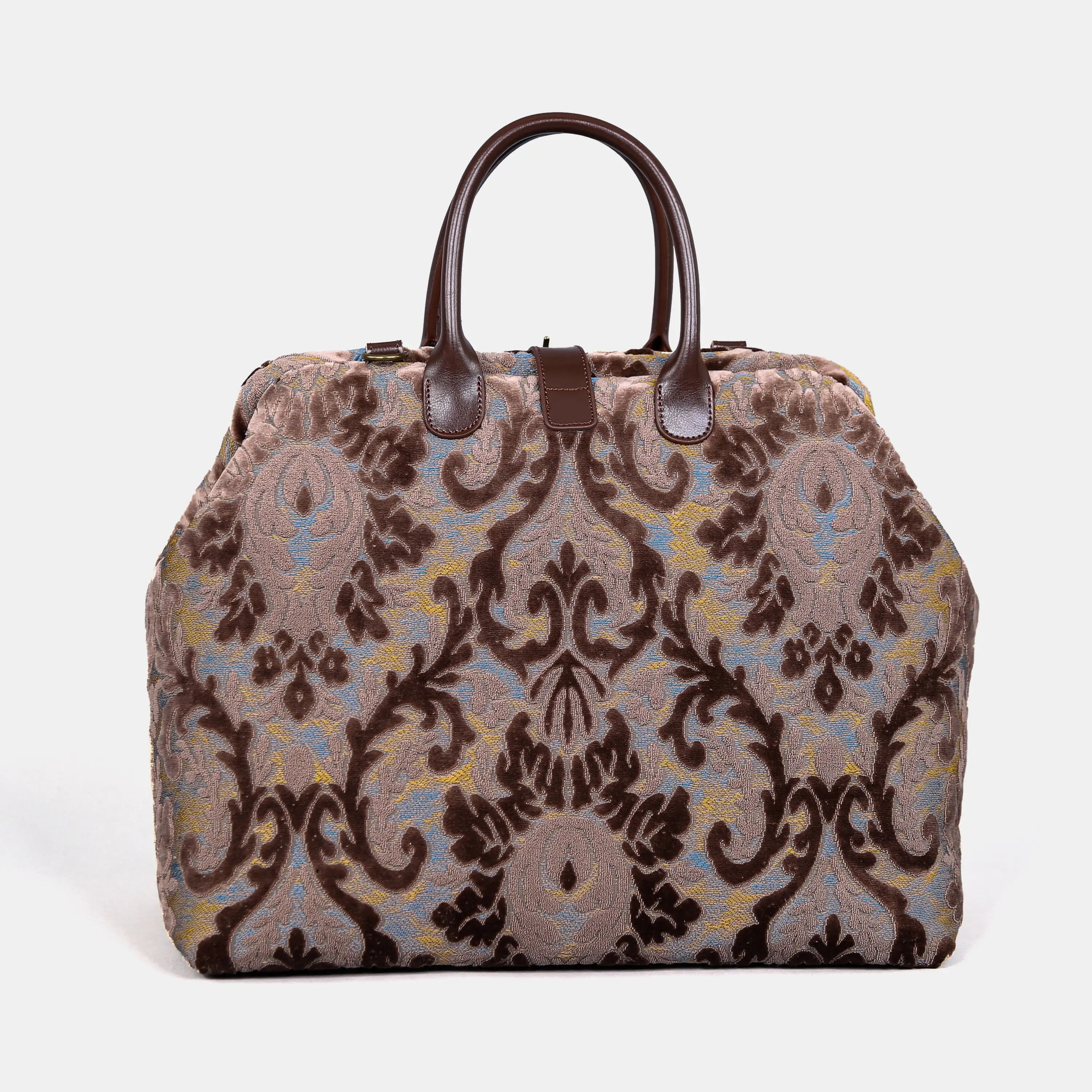 Burnout Velvet Camel Mary Poppins Weekender Carpetbag of America back