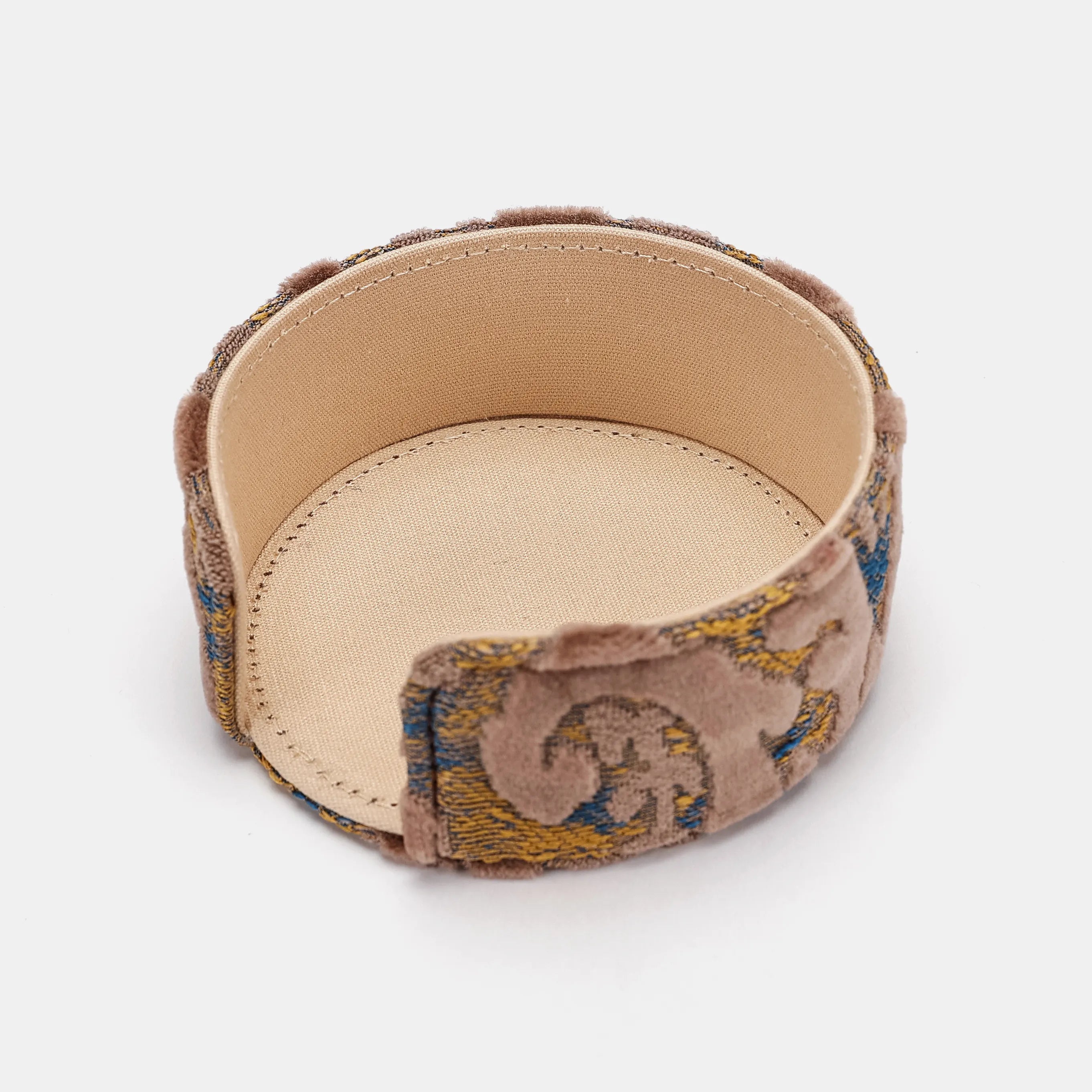Burnout Velvet Camel Round Coaster Set with Holder of America-holder