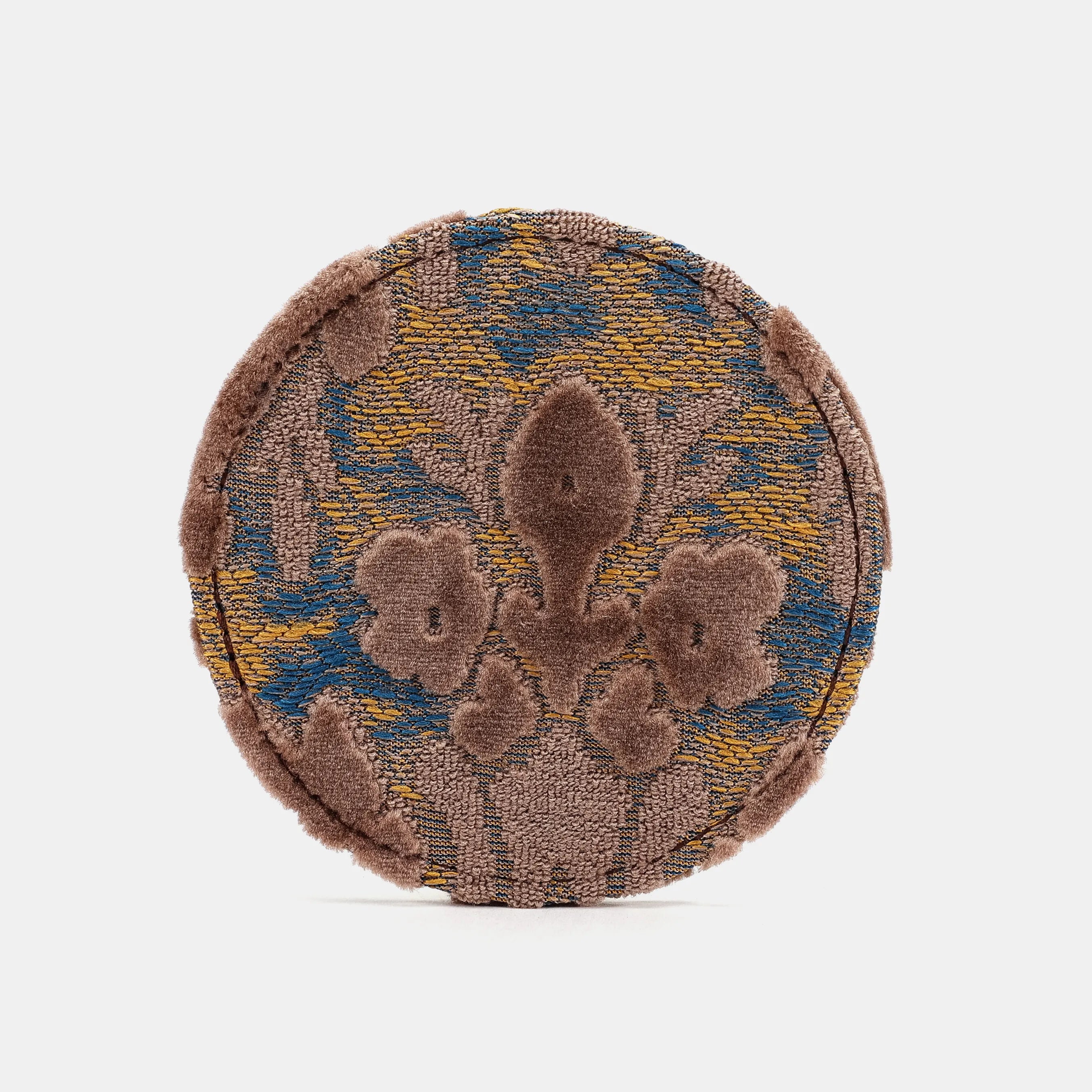 Burnout Velvet Camel Round Coaster Set with Holder of America-face