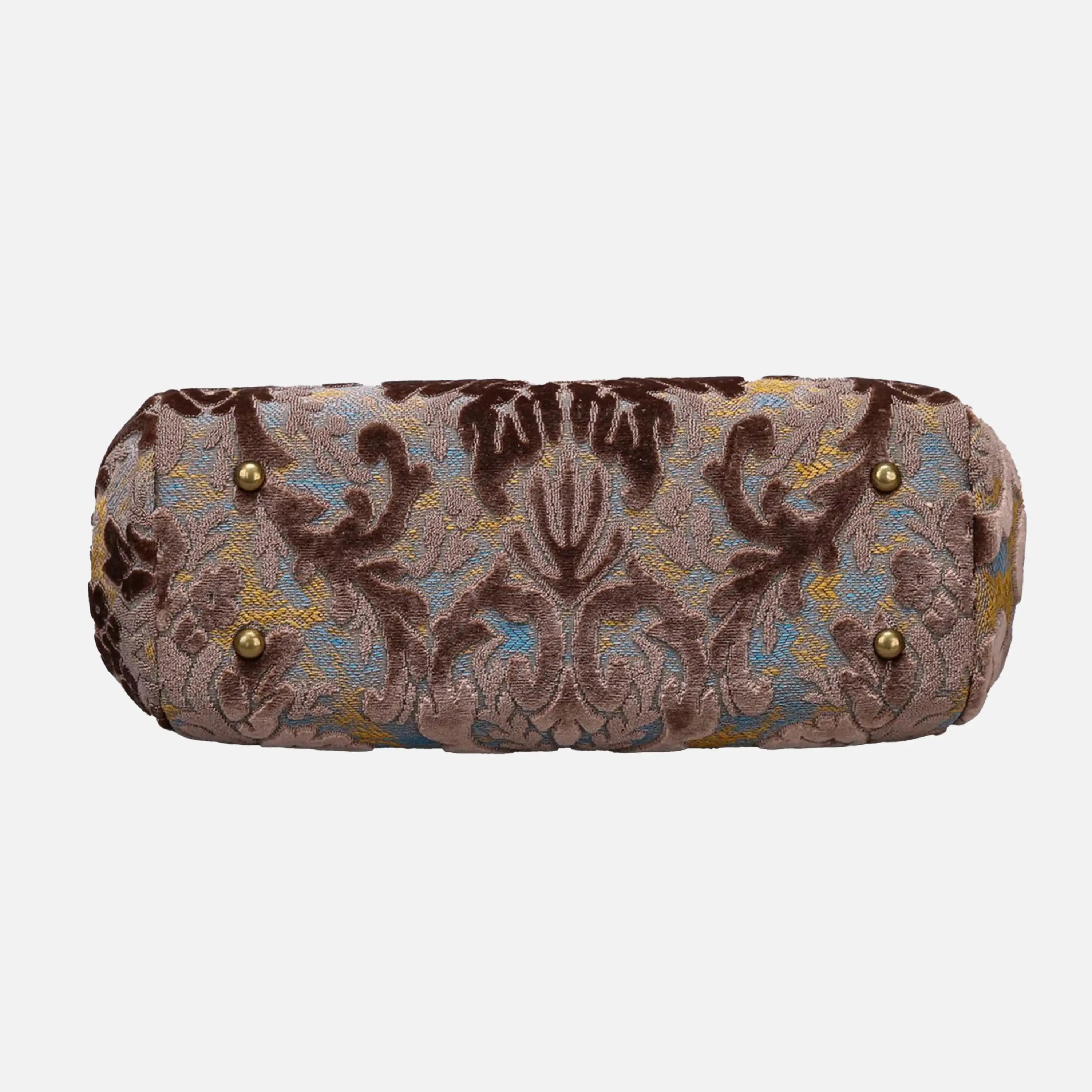 Burnout Velvet Camel Top Handle Purse carpet bag of America bottom