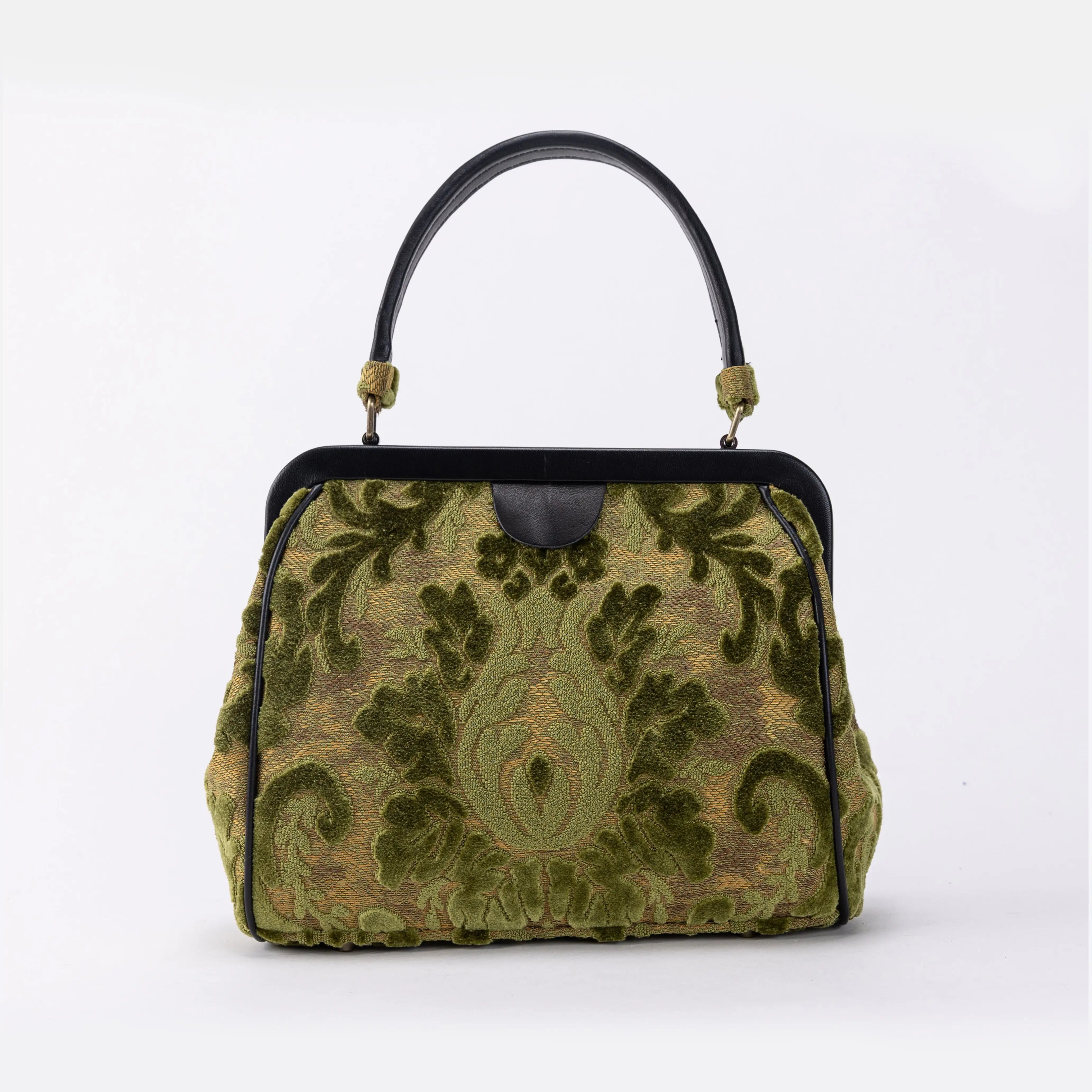 Burnout Velvet Fern Green Alma Satchel Carpet Bag main