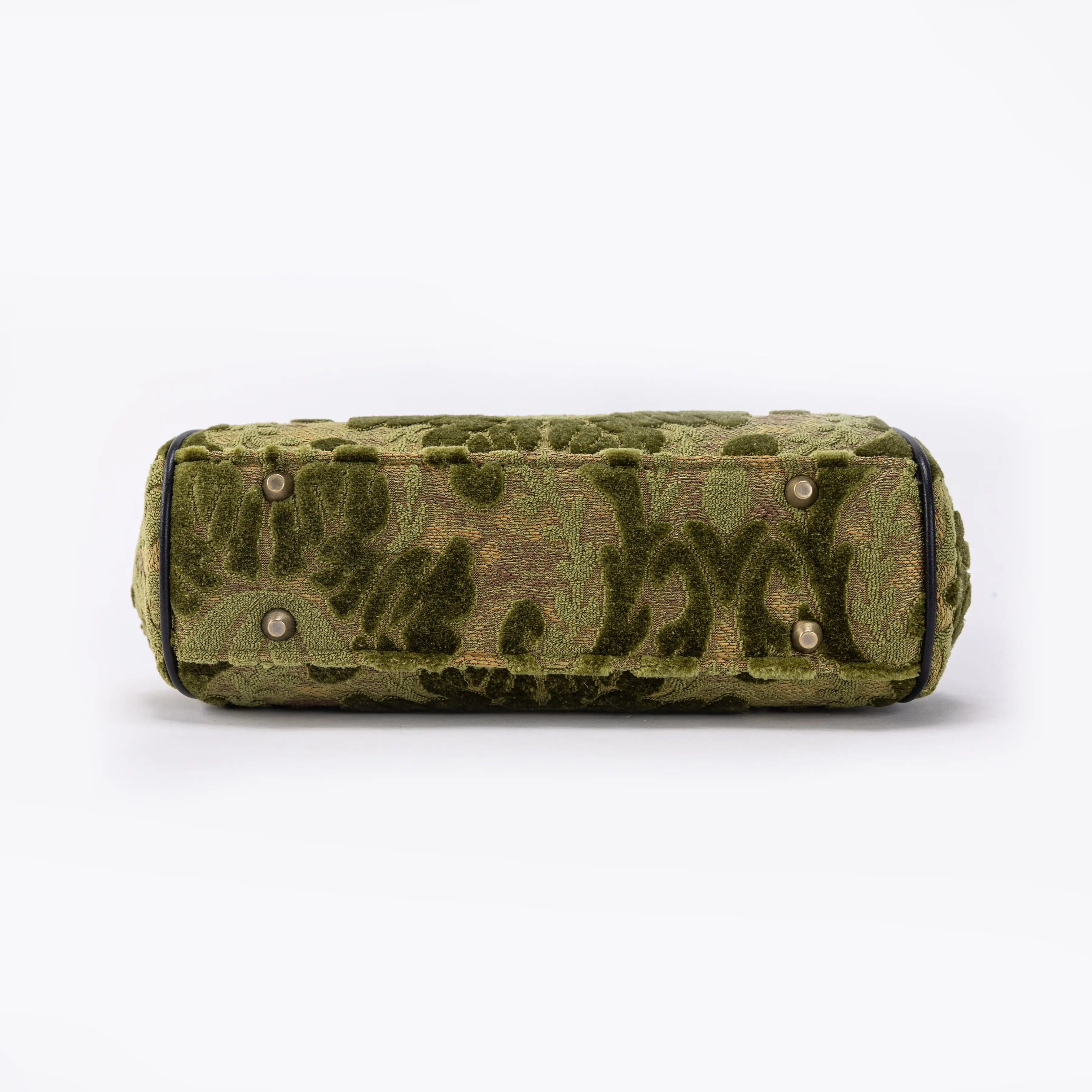 Burnout Velvet Fern Green Alma Satchel Carpet Bag bottom