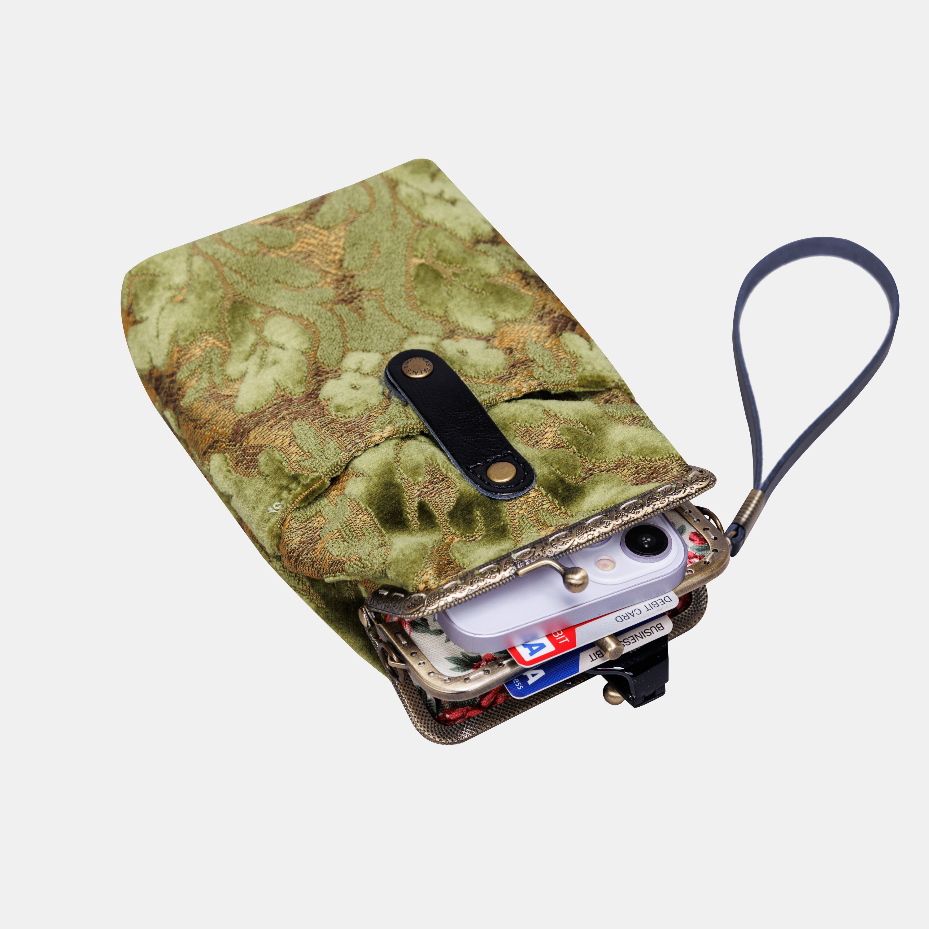 Burnout Velvet Fern Green Carpet Phone Case Carpetbag of America in use