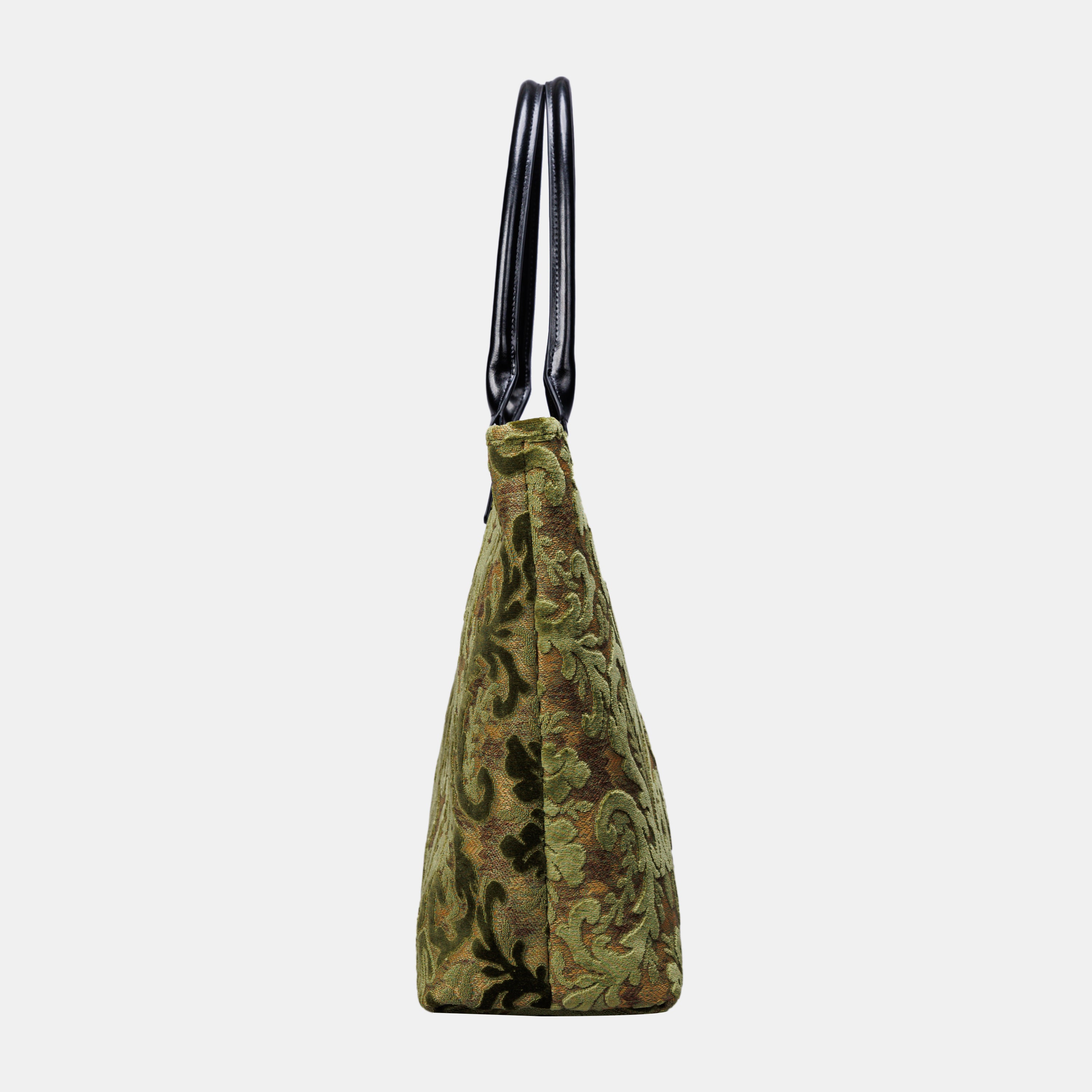 Burnout Velvet Fern Green Carpet Tote Shopper carpet bag of America side