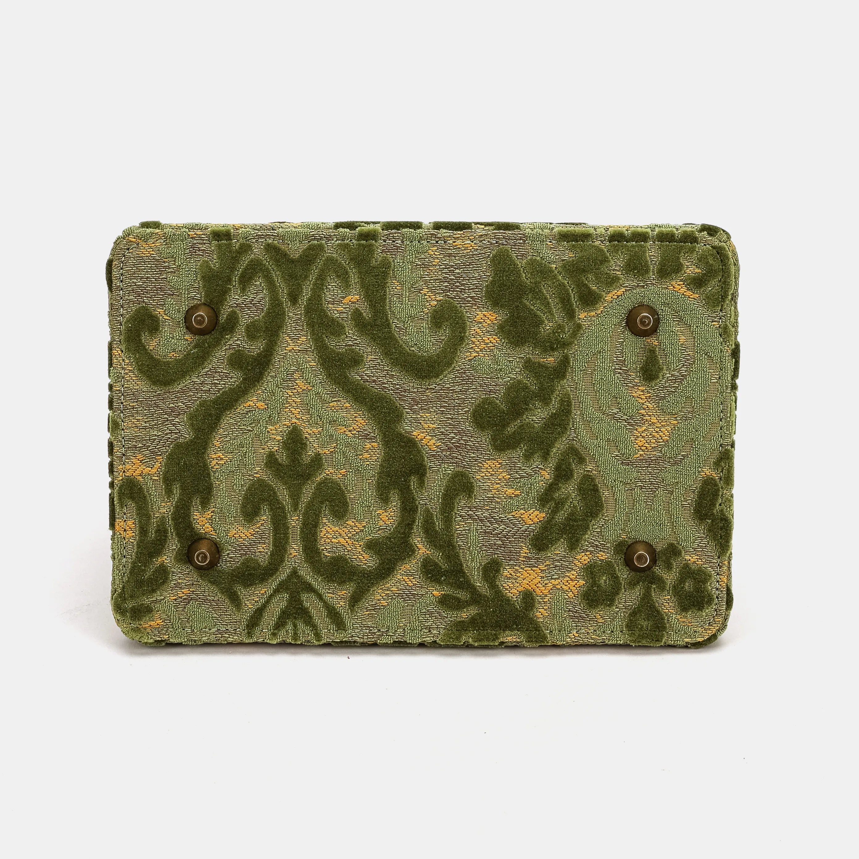 Burnout Velvet Fern Green Cecile Carpet Purse Gladstone Bag of America bottom