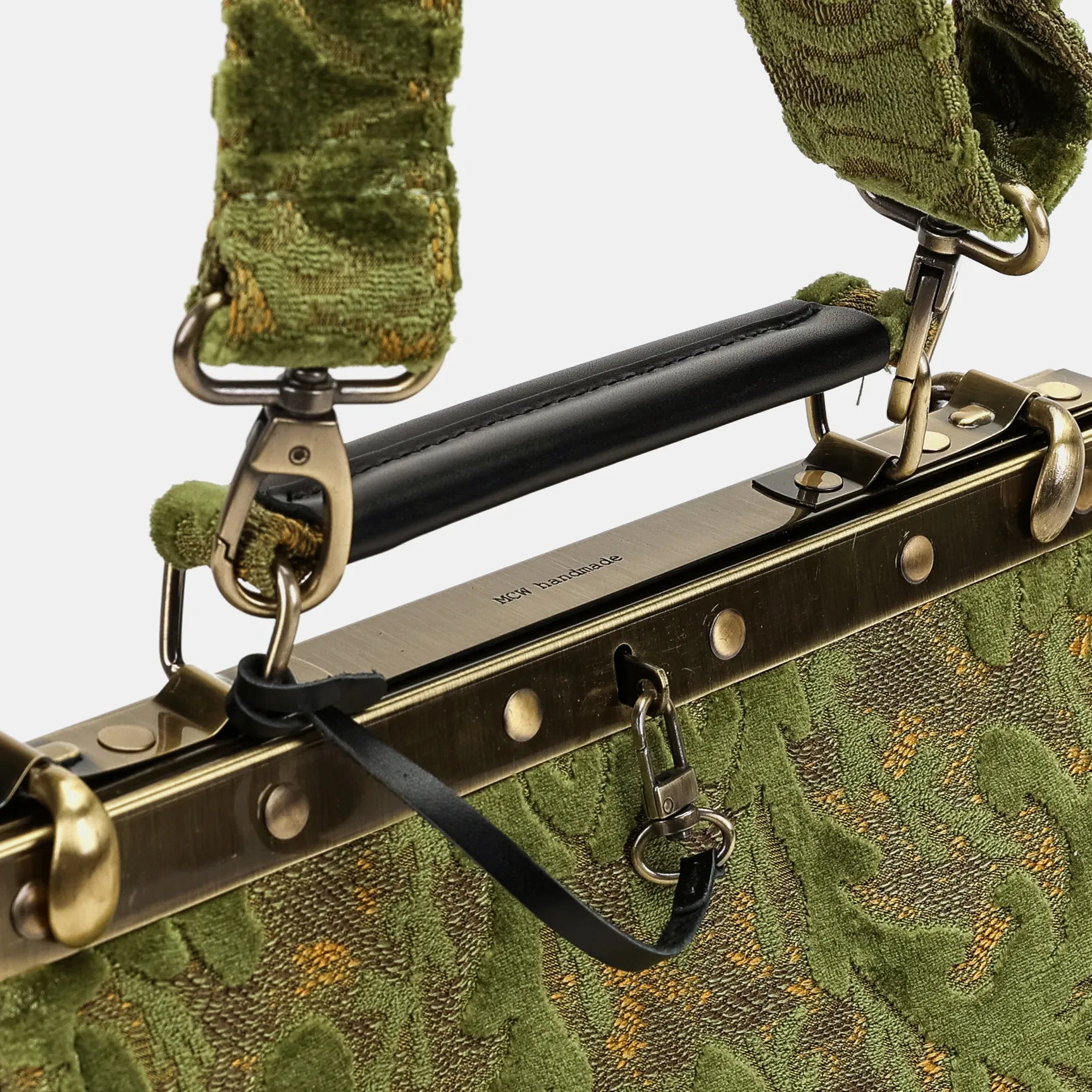 Burnout Velvet Fern Green Cecile Carpet Purse Gladstone Bag of America handle