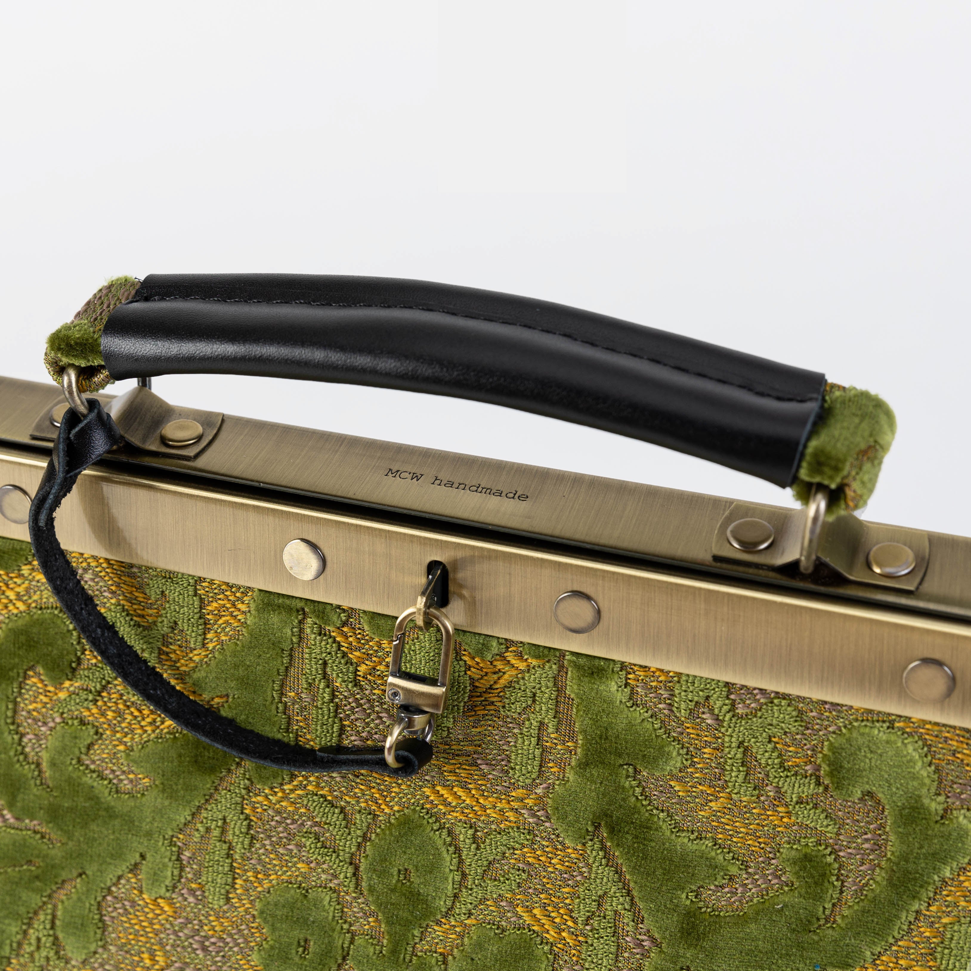 Burnout Velvet Fern Green Celine Carpet Gladstone Bag of America logo