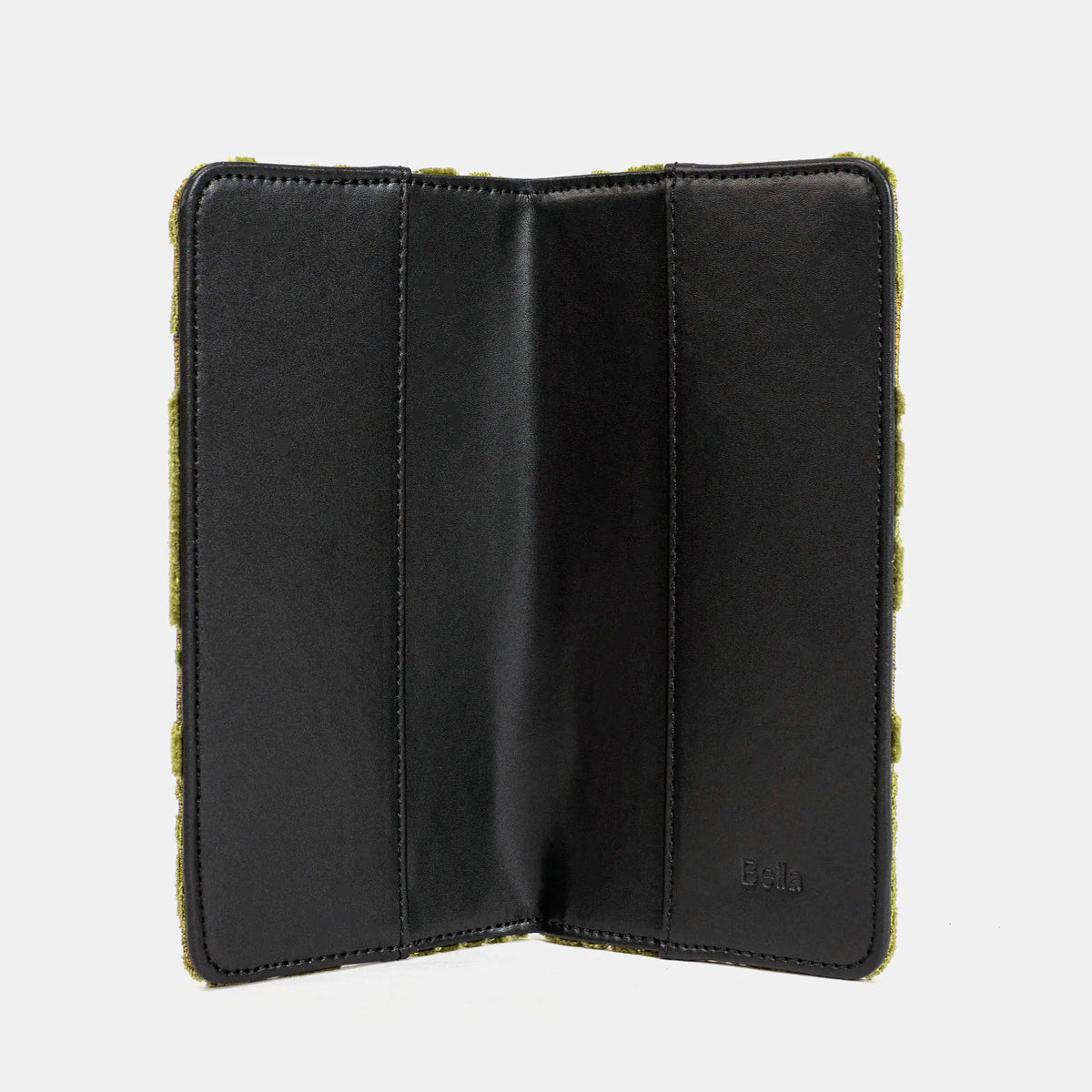 Burnout Velvet Fern Green Checkbook Cover of America inside