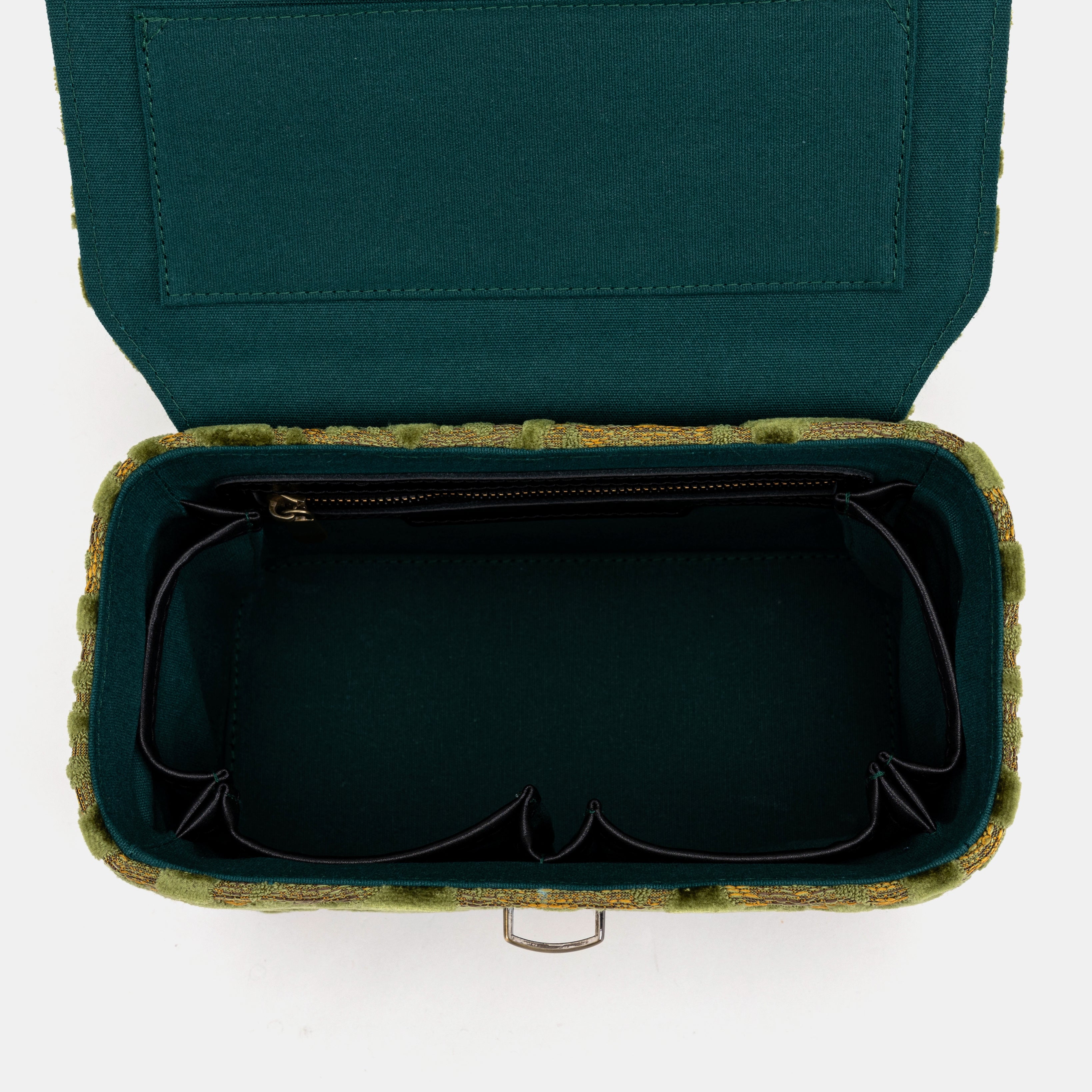 Burnout Velvet Fern Green Clara Medium Train Case Purse  of America inside