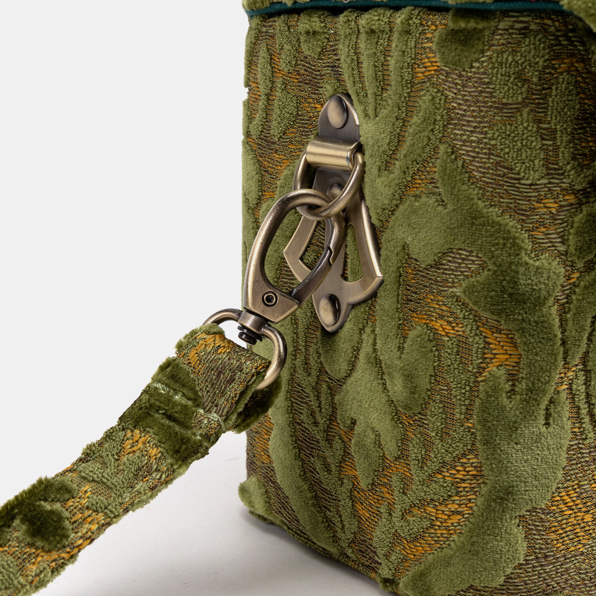 Burnout Velvet Fern Green Clara Medium Train Case Purse of America clasp