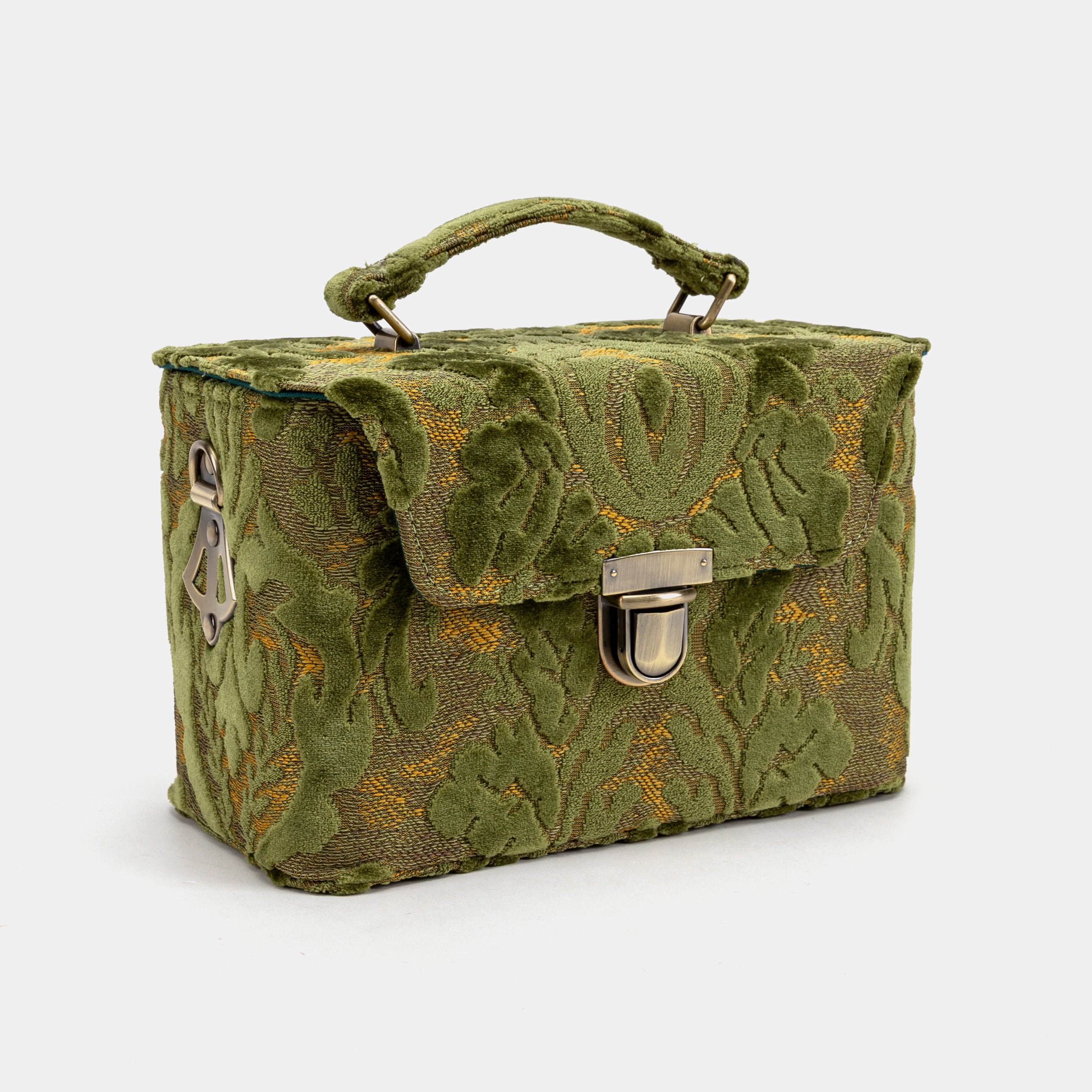 Burnout Velvet Fern Green Clara Medium Train Case Purse of America front side