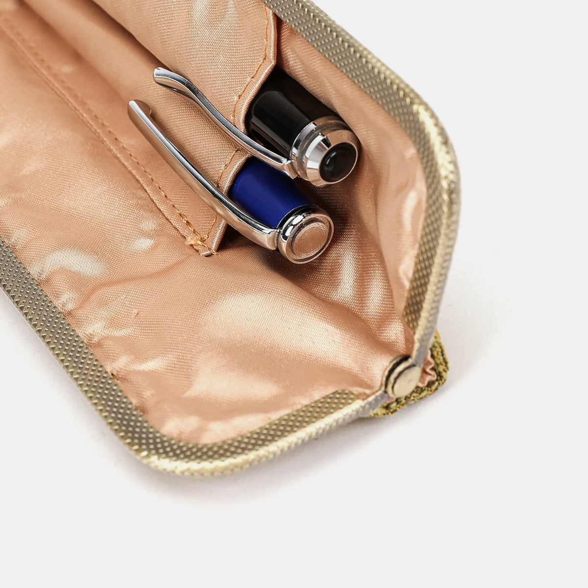 Burnout velvet Fern Green Duo Pen Case Carpetbag of America detail