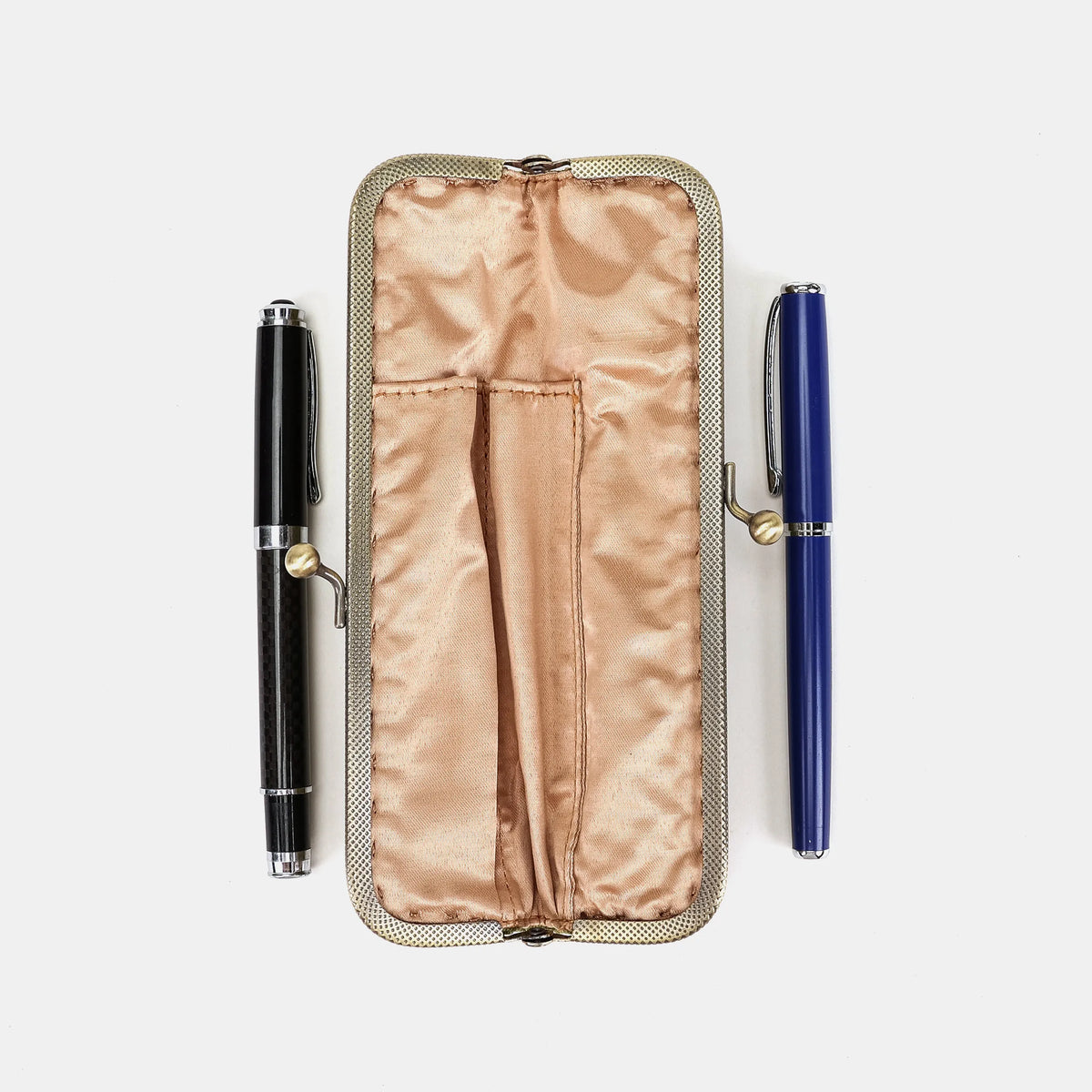 Burnout velvet Fern Green Duo Pen Case Carpetbag of America open