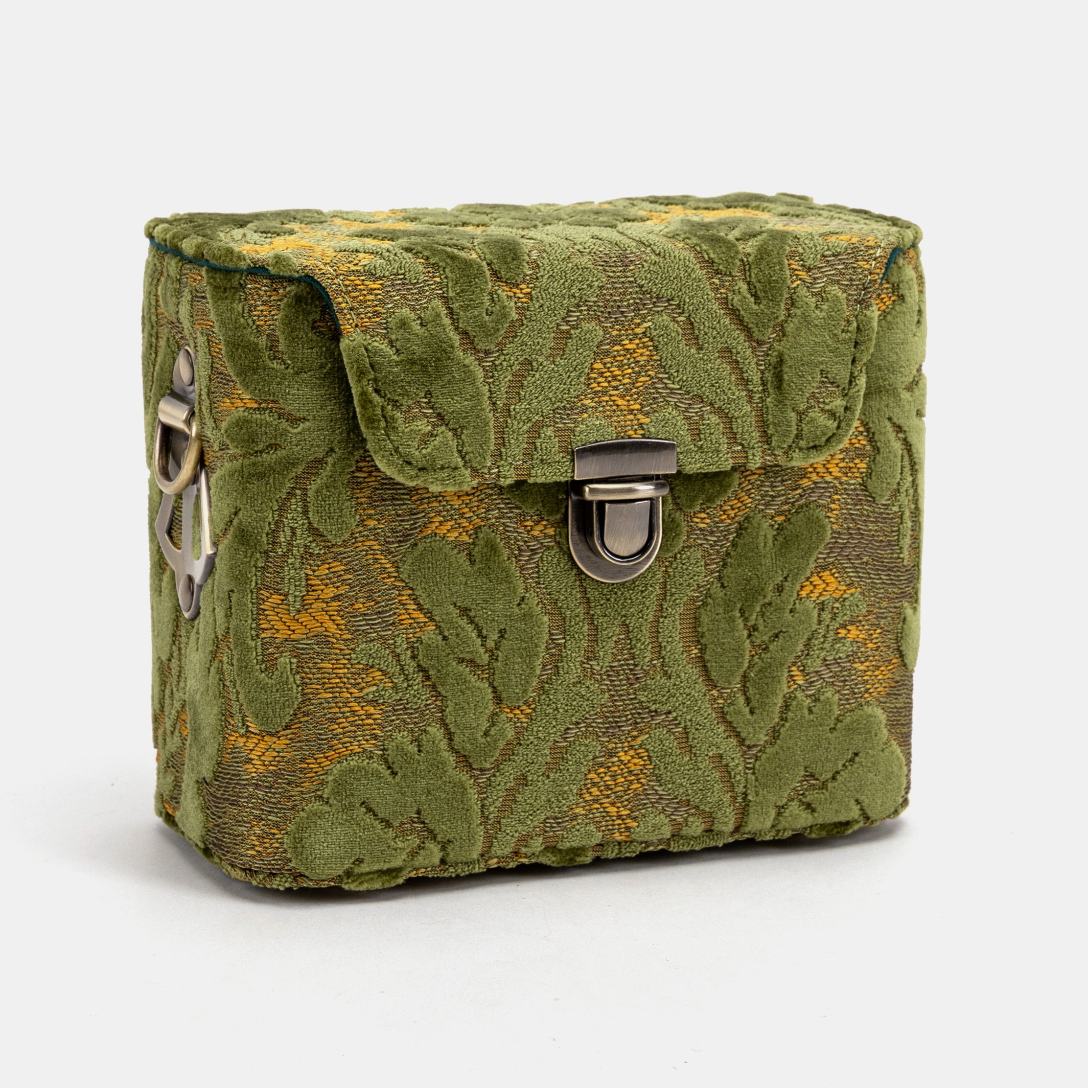 Burnout Velvet Fern Green Emma Small Train Case Crossbody side
