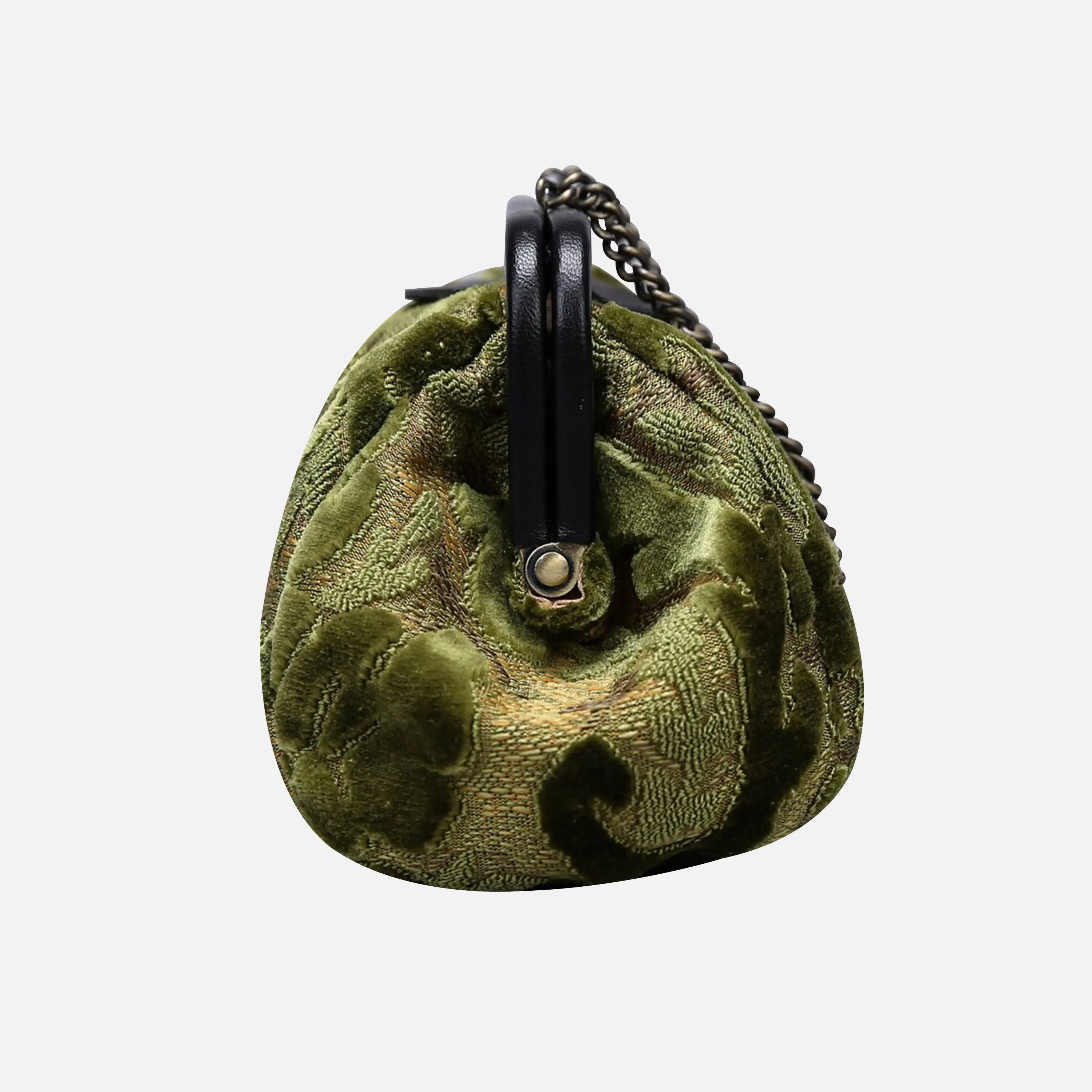 Burnout Velvet Fern Green Evening Bag Clutch carpet bag of America side