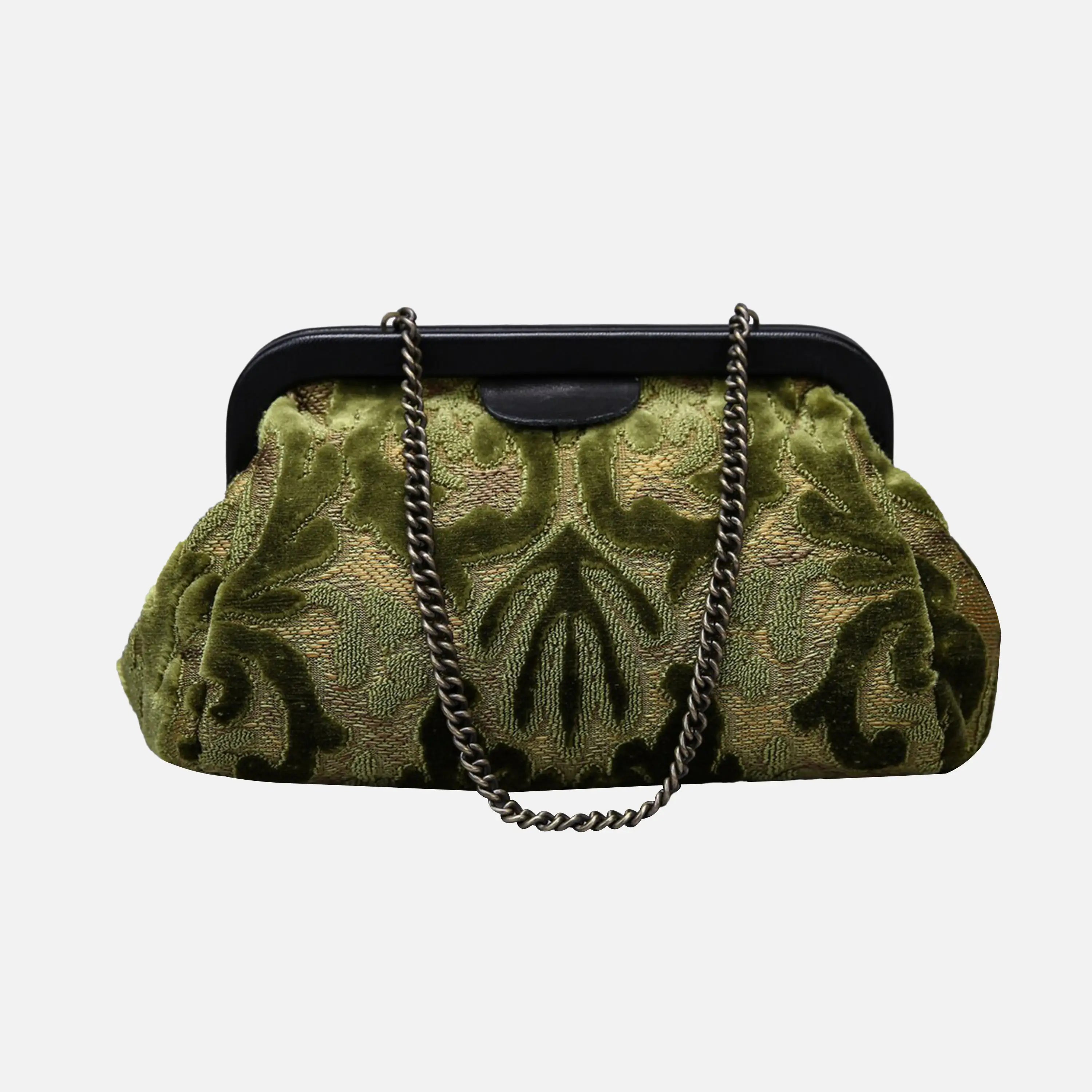 Burnout Velvet Fern Green Evening Bag Clutch carpet bag of America main