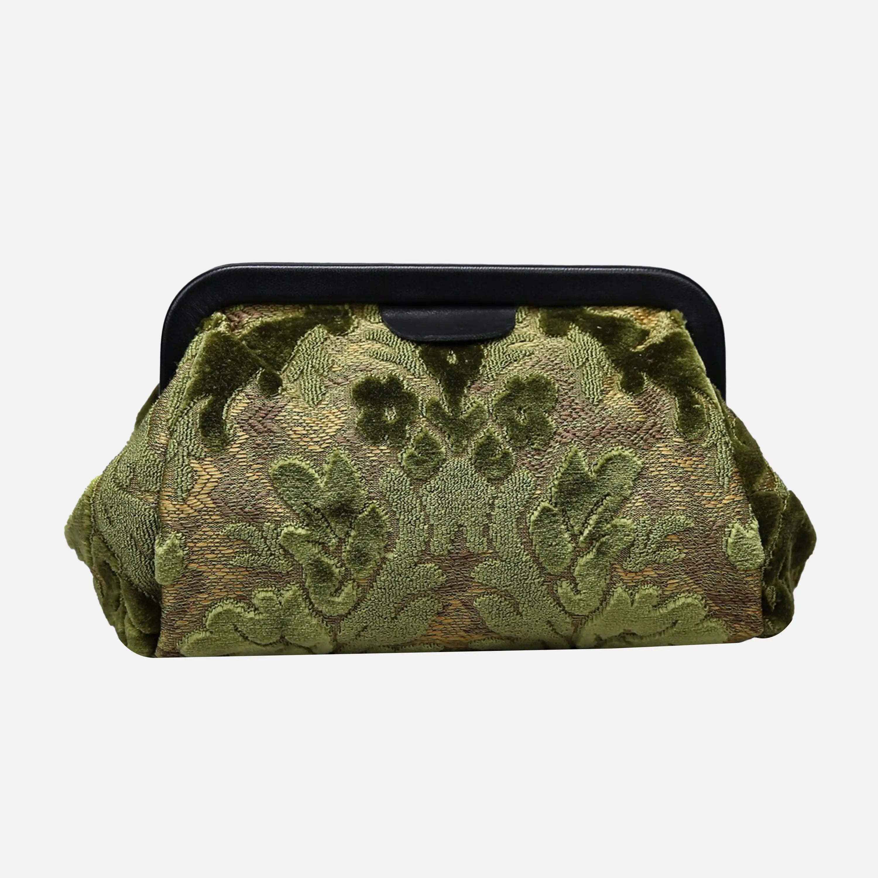 Burnout Velvet Fern Green Evening Bag Clutch carpet bag of America back