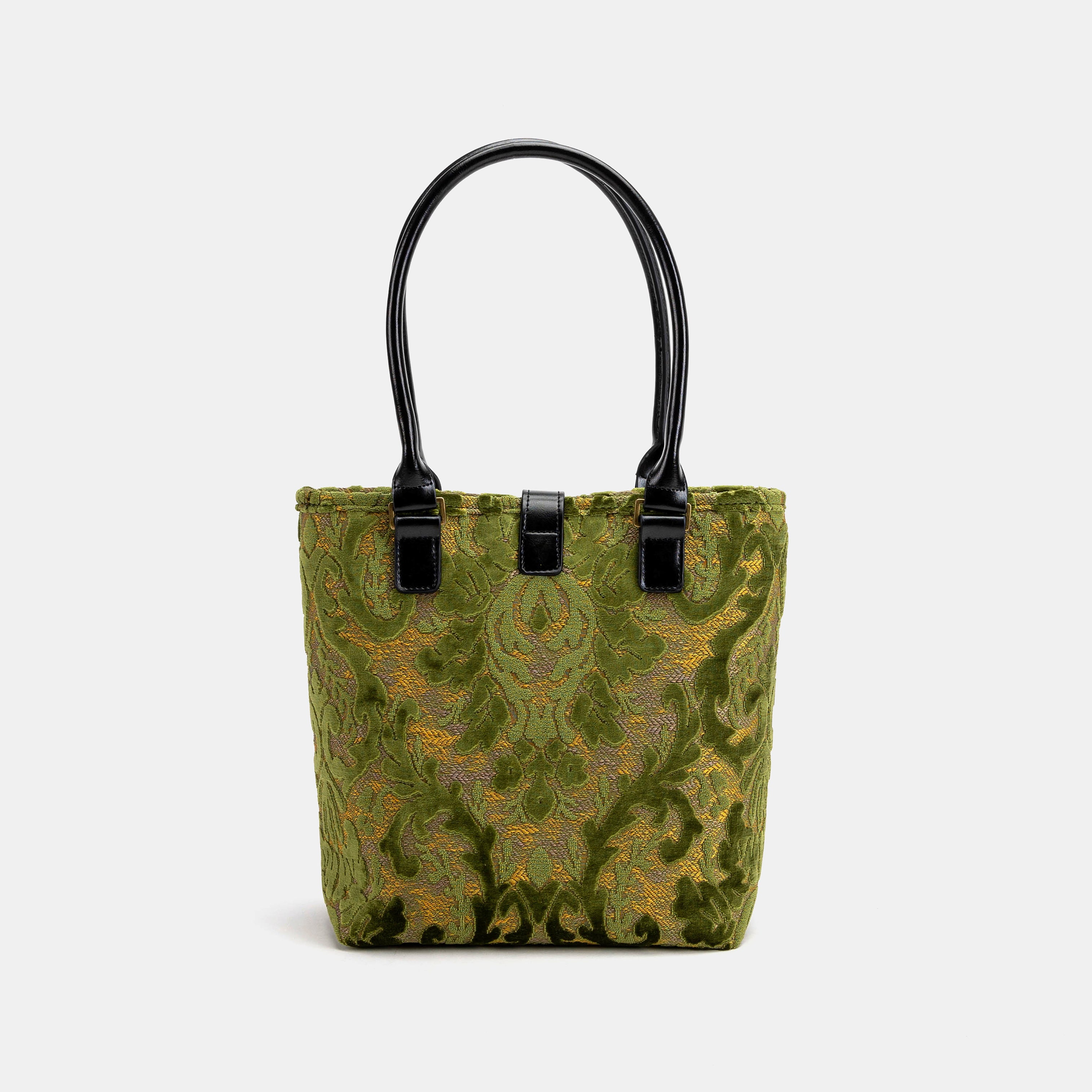 Burnout Velvet Fern Green Everyday Tote Bag Carpetbag of America back