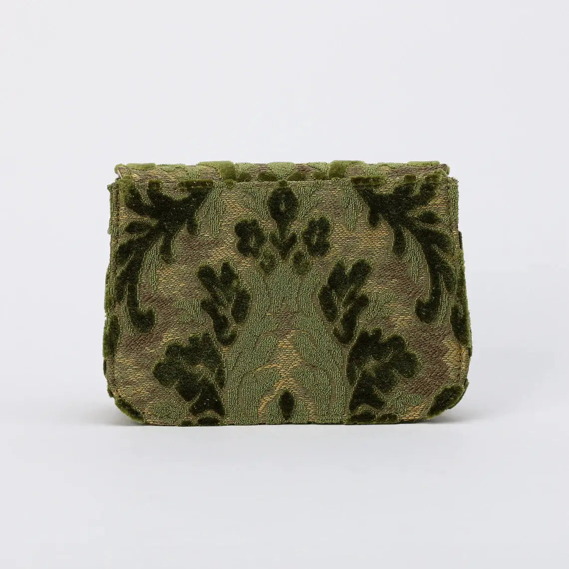 Burnout Velvet Fern Green Flap Crossbody Bag carpet bag back