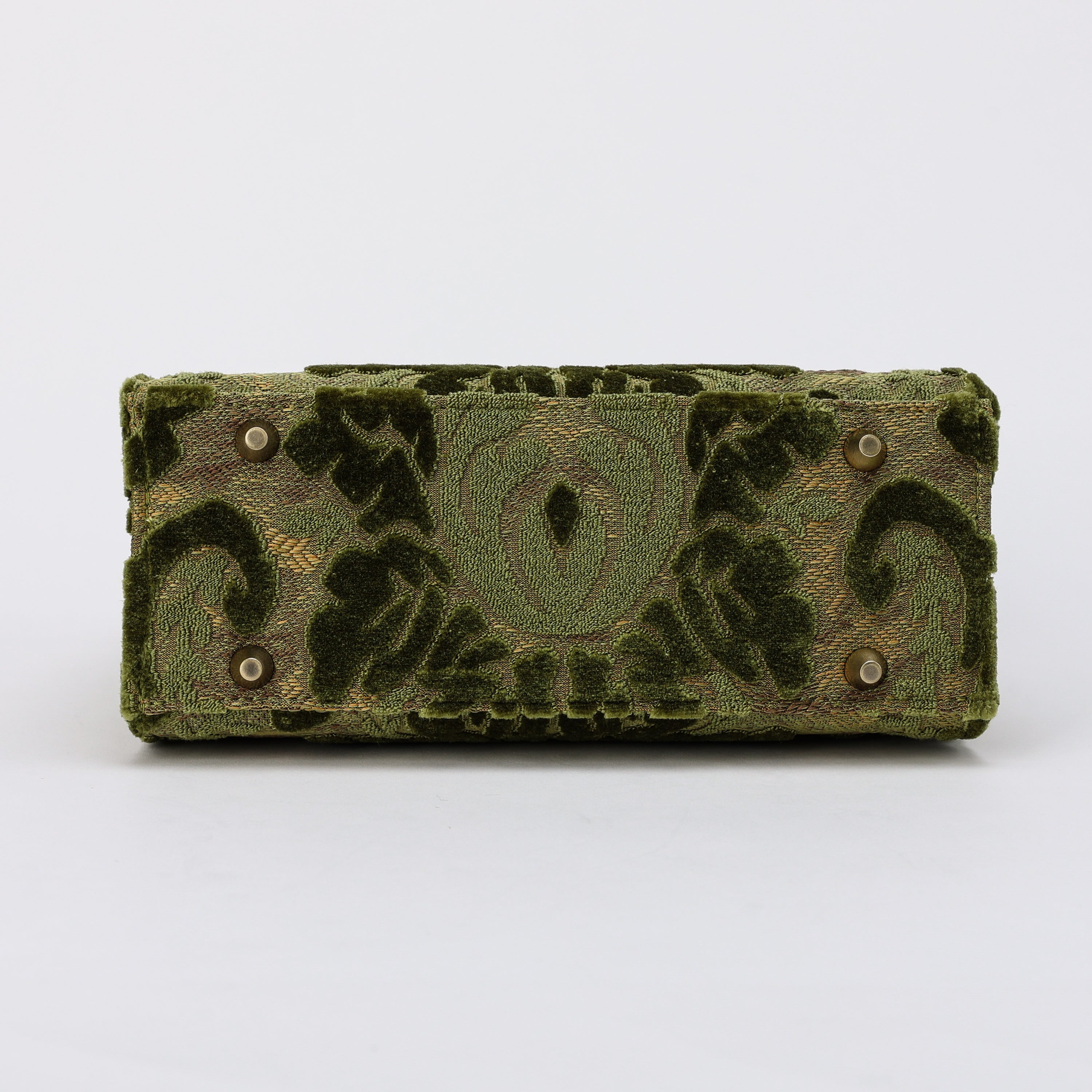 Burnout Velvet Fern Green Flap Satchel Carpetbag of America bottom