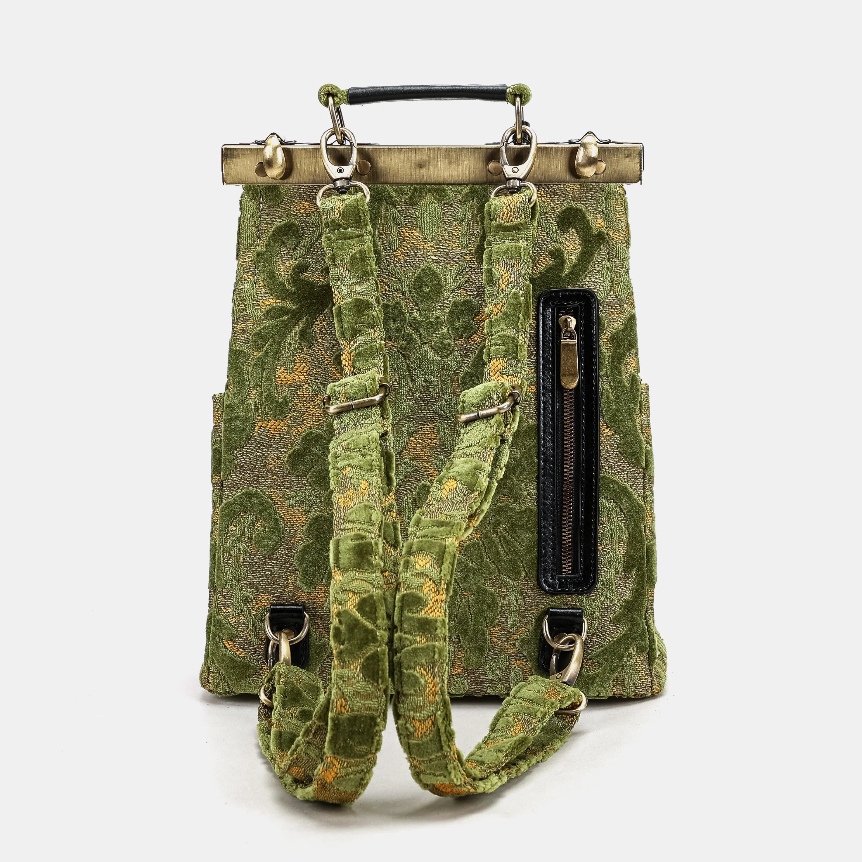 Burnout Velvet Fern Green Helena Carpet Gladstone Backpack of America back