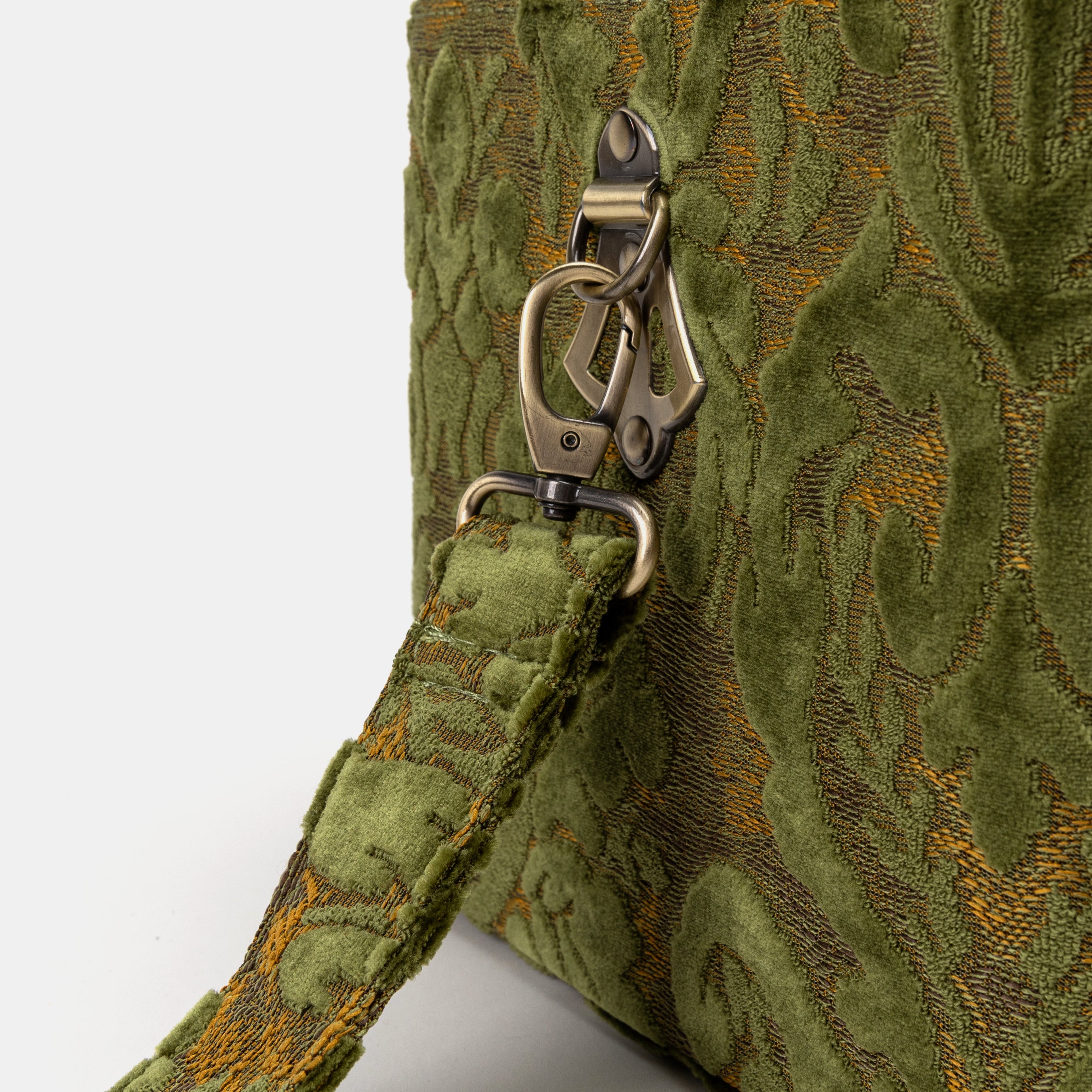 Burnout Velvet Fern Green Josephine Large Train Case buckle