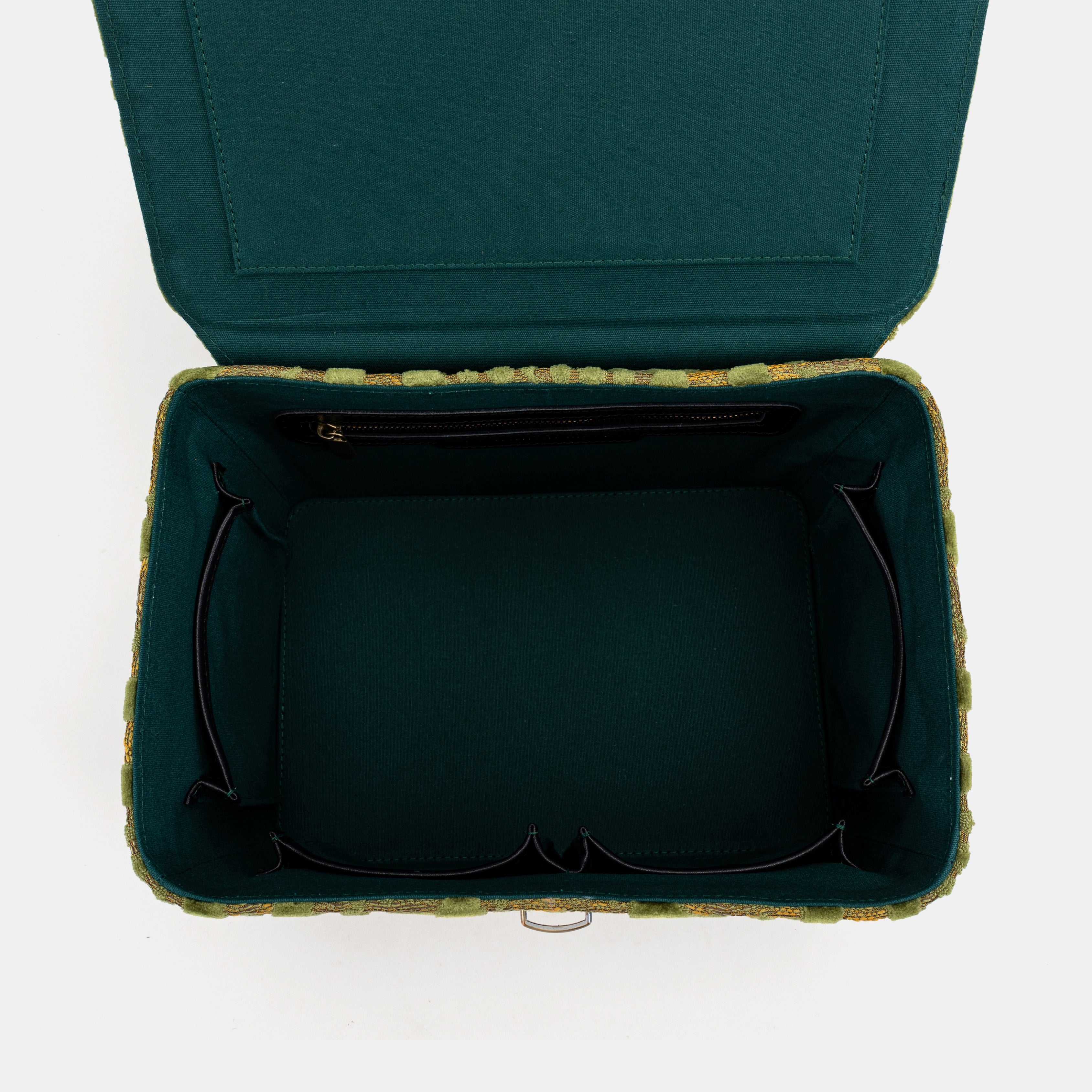 Burnout Velvet Fern Green Josephine Large Train Case inside