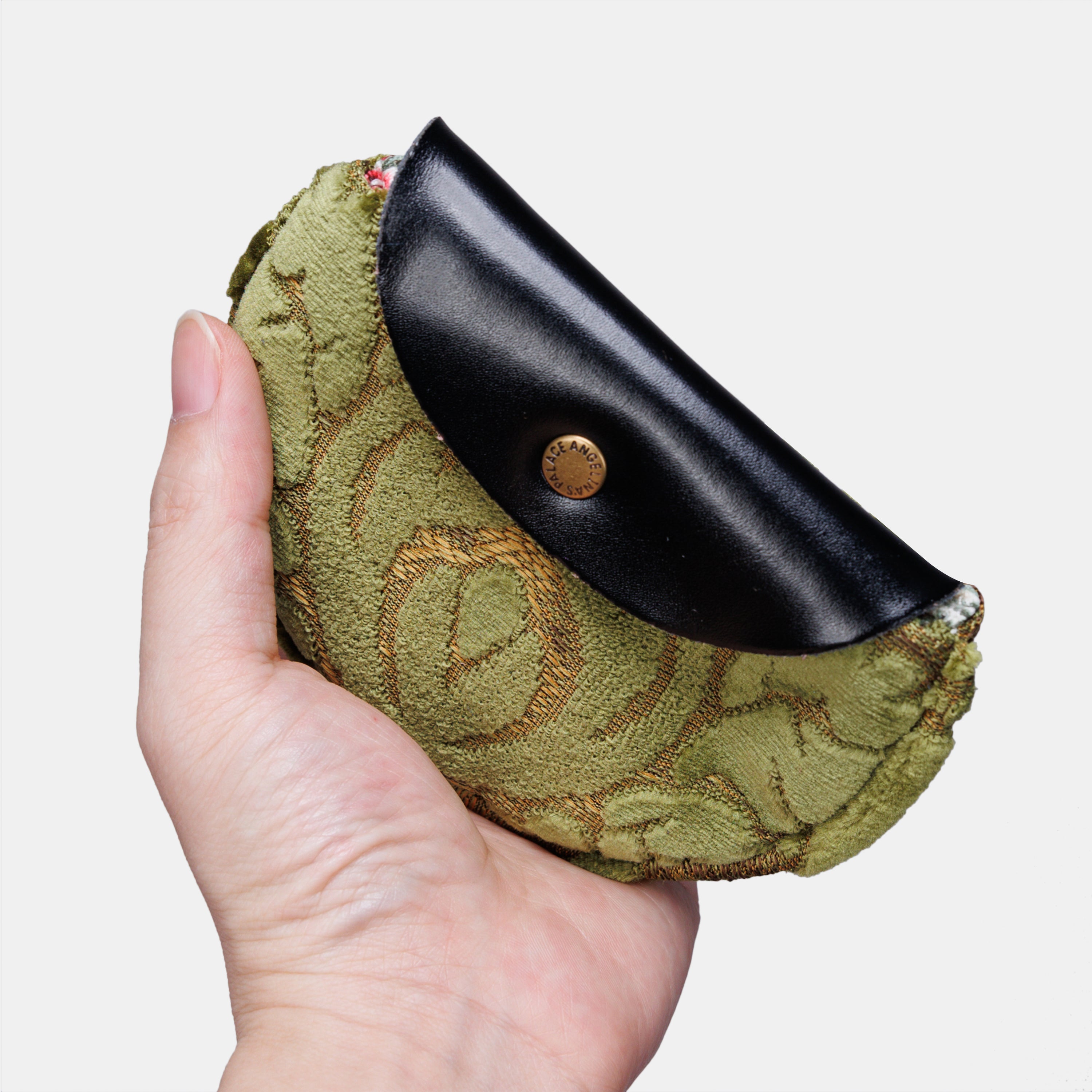 Burnout Velvet Fern Green Flap Coin Purse of America main