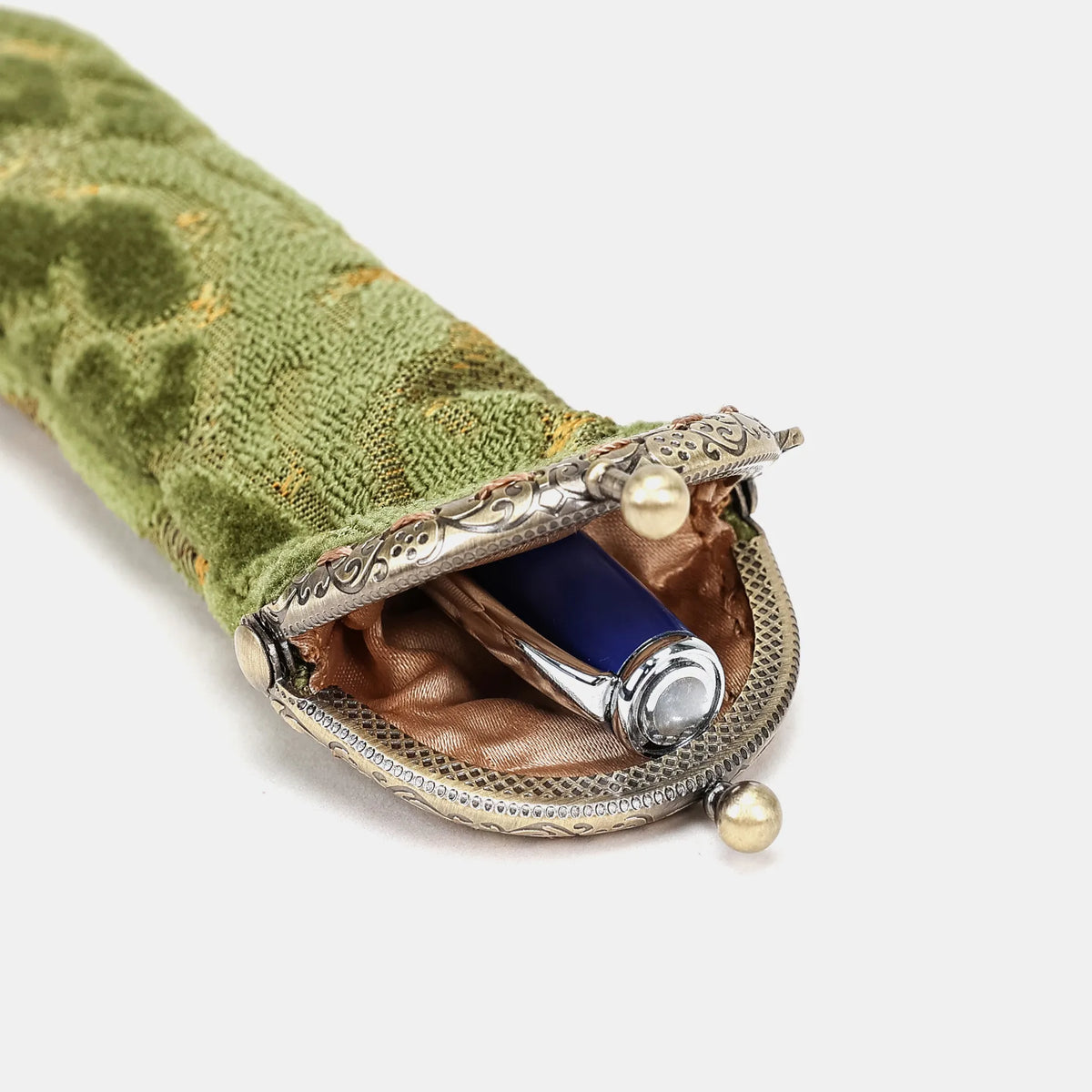 Burnout Velvet Fern Green Solo Pen Case Carpetbag of America open