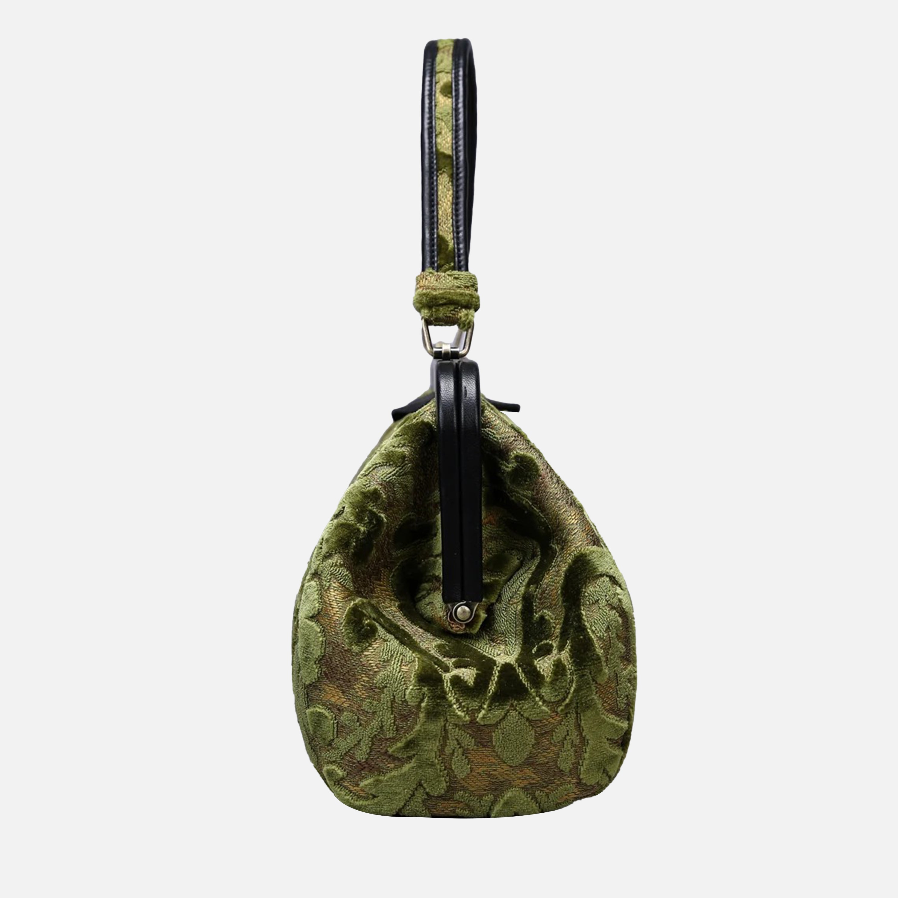 Burnout Velvet Fern Green Top Handle Purse carpet bag of America side