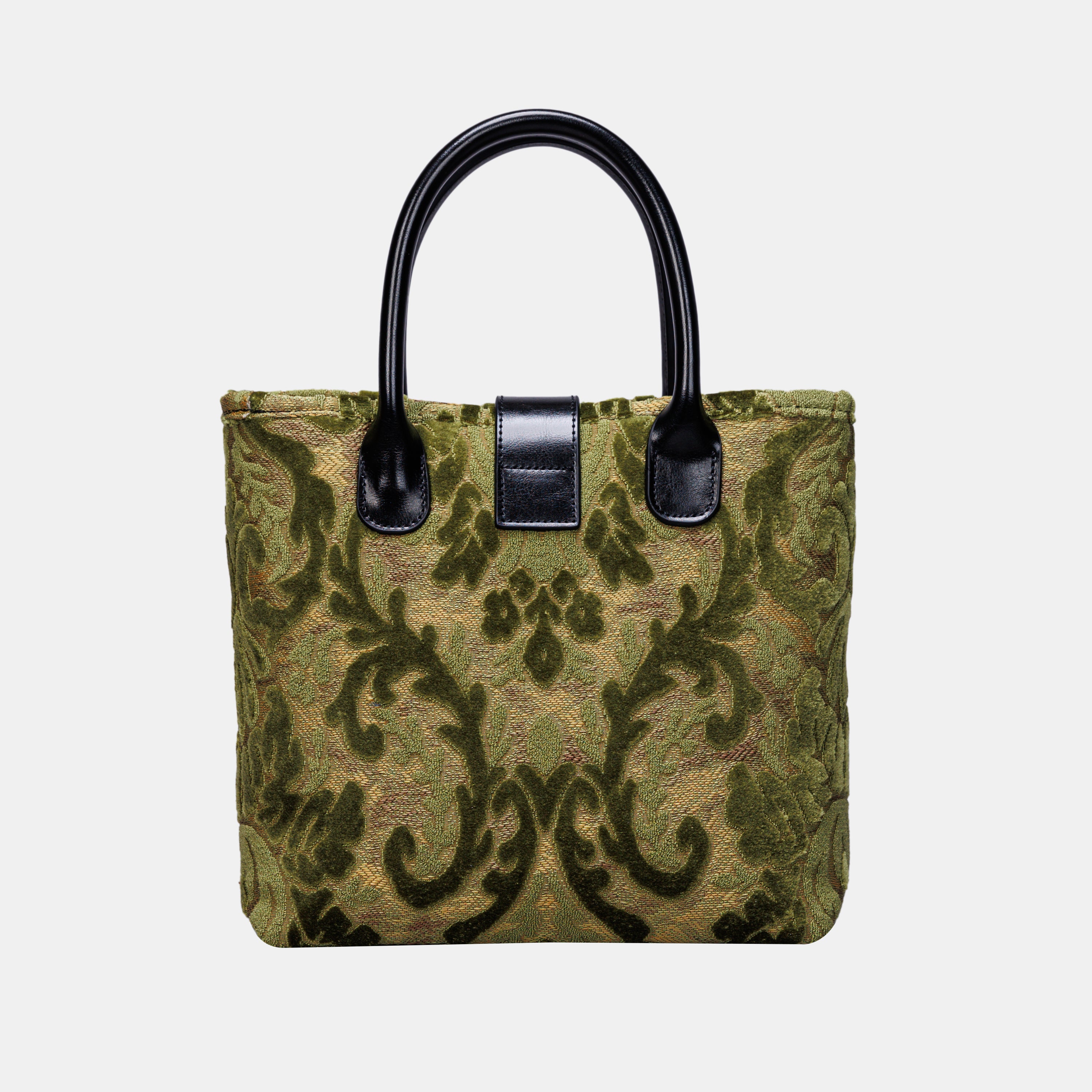 Burnout Velvet Fern Green Tuck Lock Carpet Satchel carpet bag MCW Handmade of America back