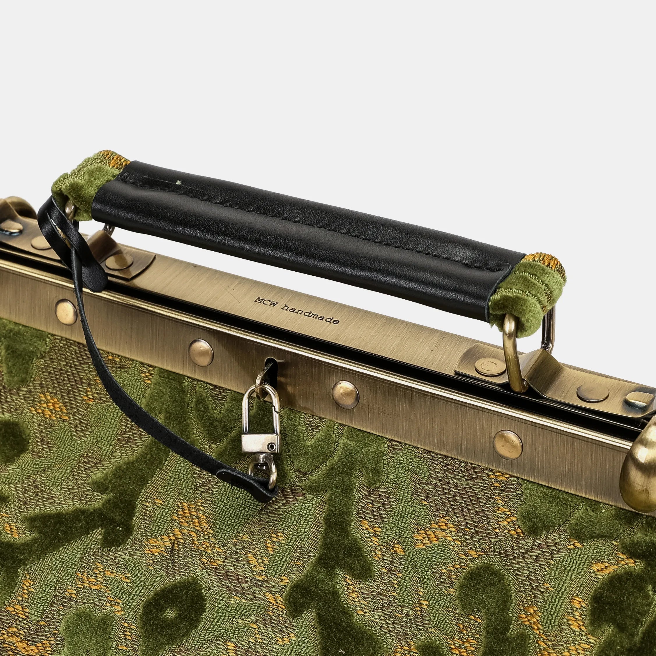 Burnout Velvet Fern Green Vivienne Carpet Purse Gladstone Bag America logo