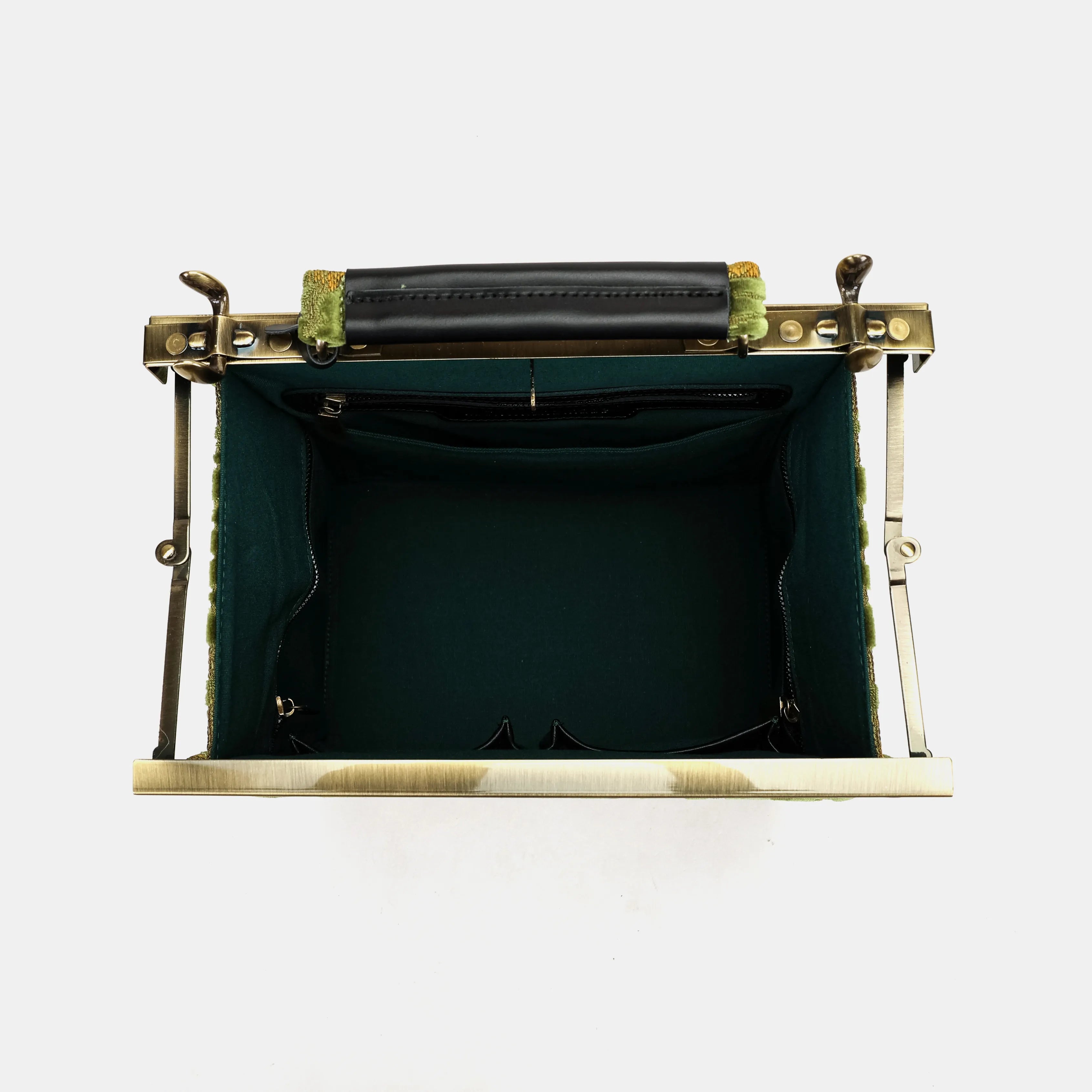 Burnout Velvet Fern Green Vivienne Carpet Purse Gladstone Bag America inside